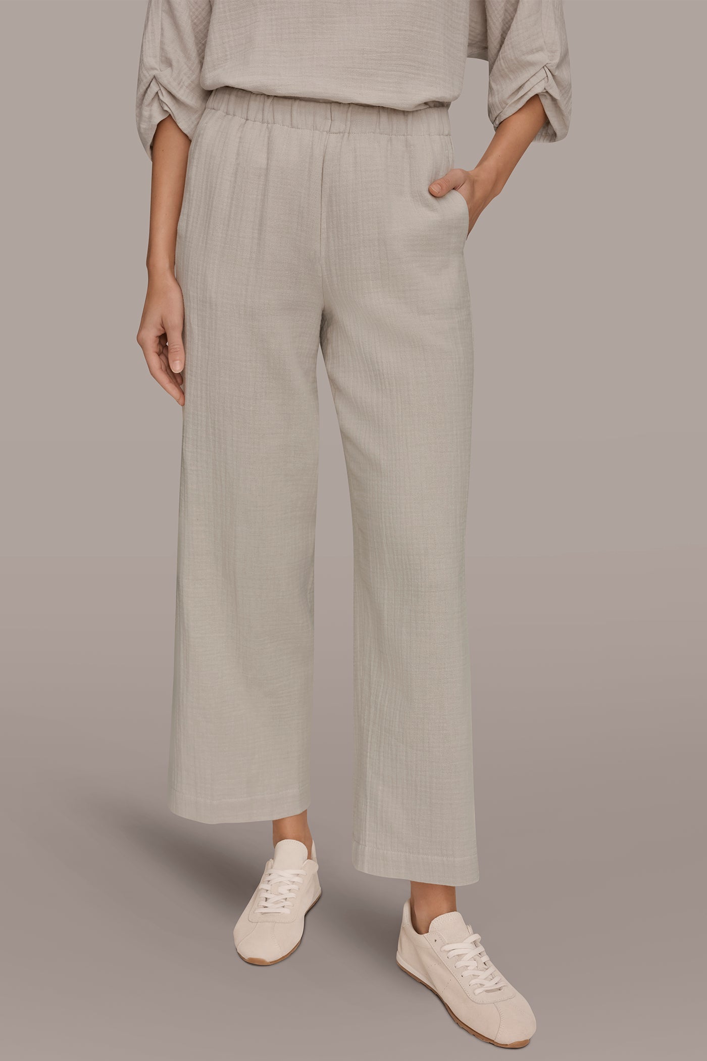 COTTON-GAUZE MID-RISE STRAIGHT-LEG PANT | View 1 | New clothing