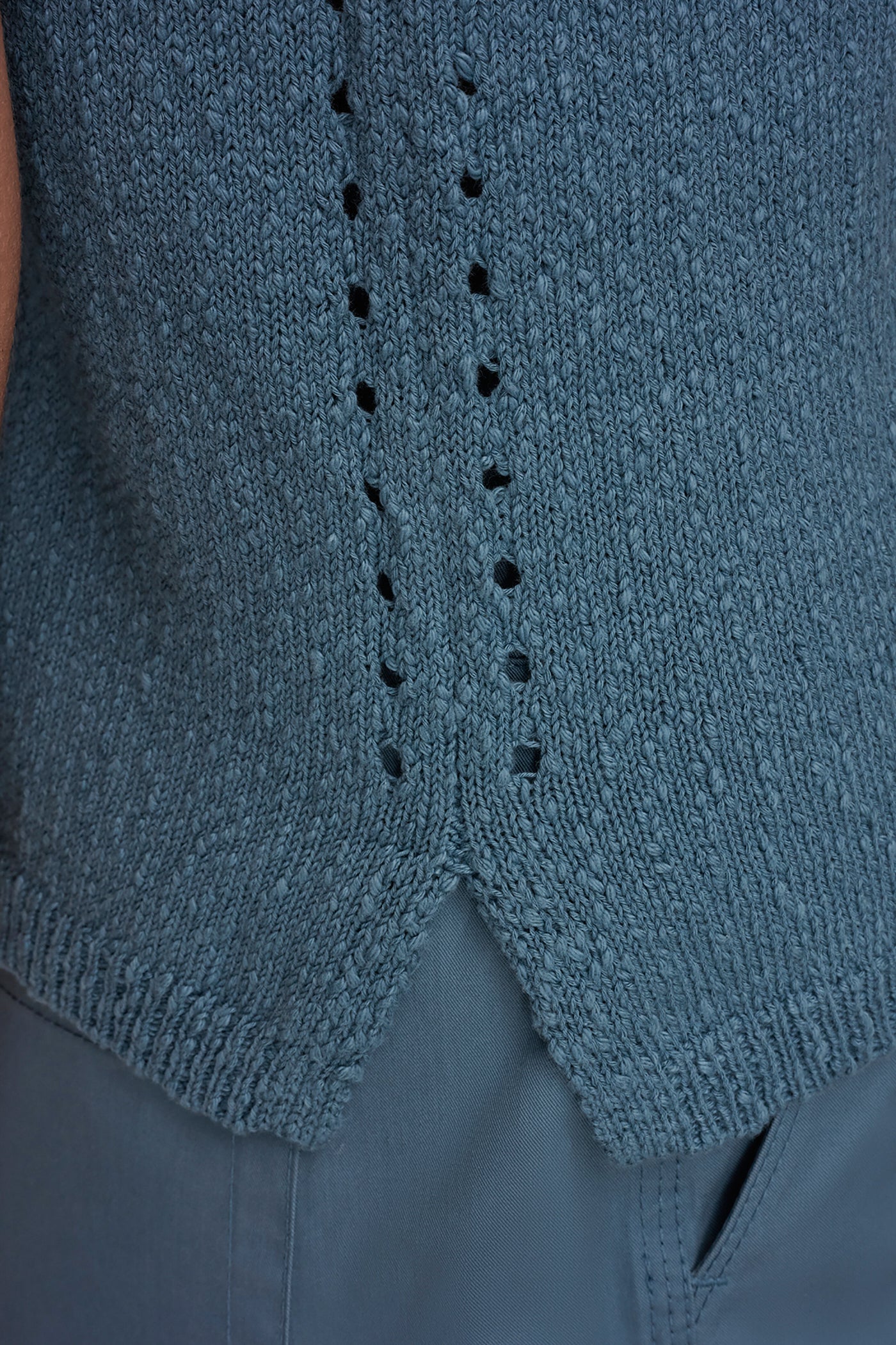 COTTON SLEEVELESS POINTELLE STITCH TANK VIEW 6 | Donna Karan Weekend