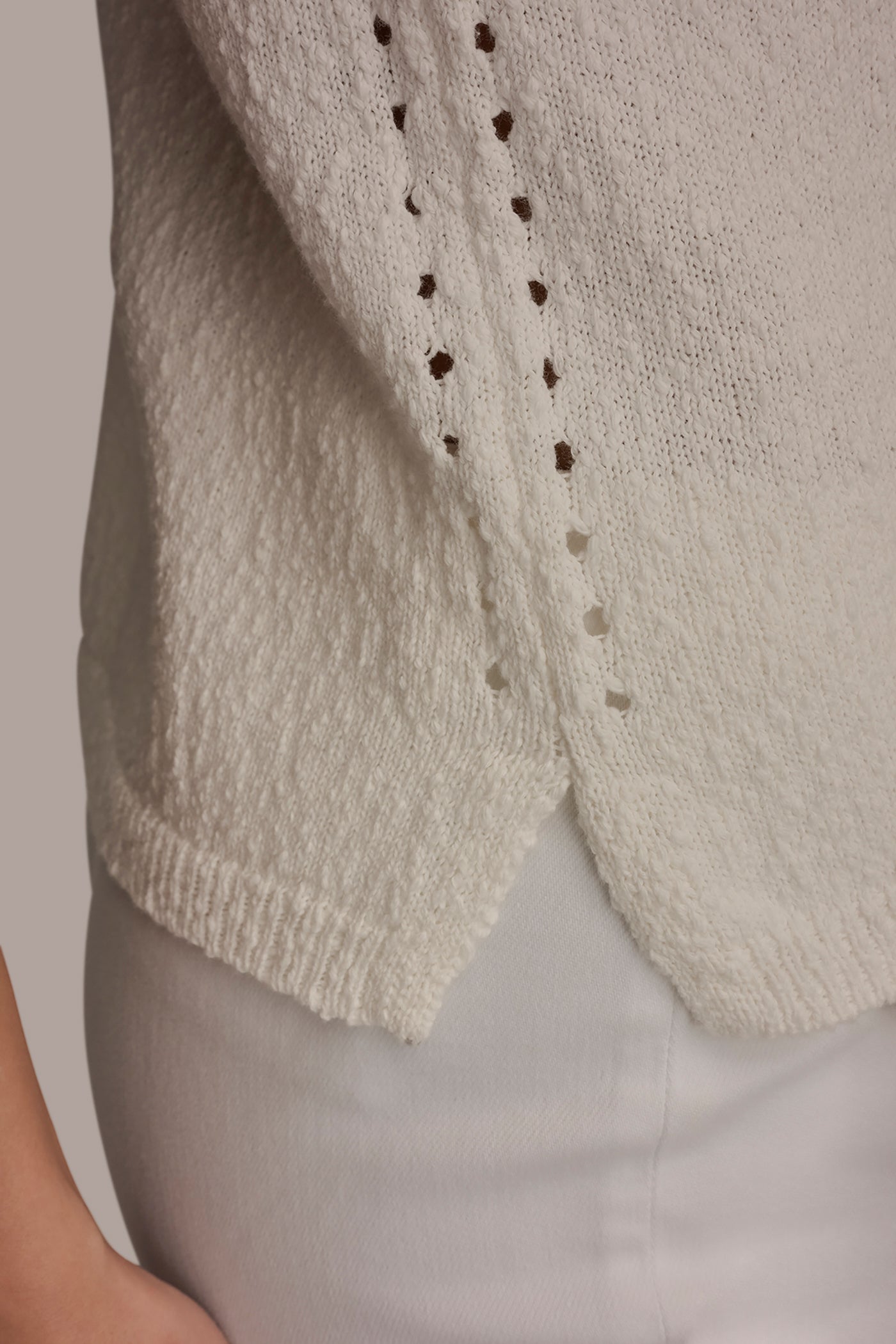 COTTON SLEEVELESS POINTELLE STITCH TANK VIEW 5 | Grace Edit