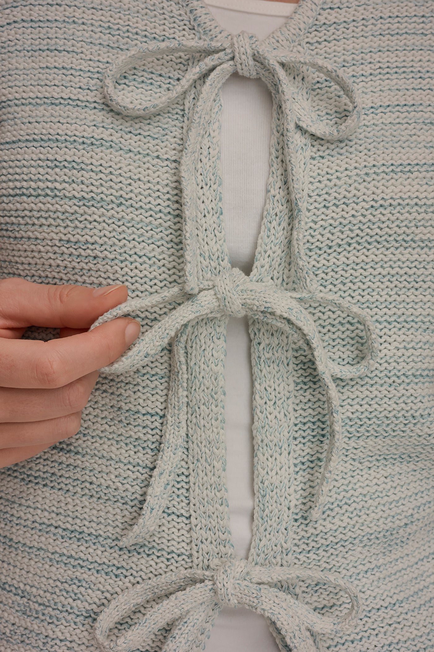 COTTON-BLEND SLEEVELESS TIE-FRONT CARDIGAN VIEW 6 | NEW DONNA KARAN WEEKEND