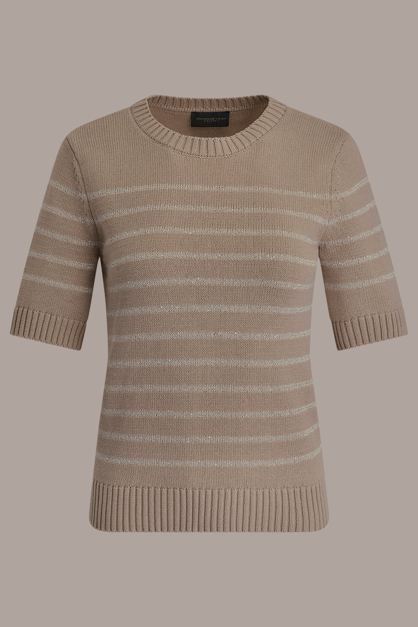 COTTON-BLEND SEQUIN STRIPE SWEATER VIEW 7 | Donna Karan Weekend