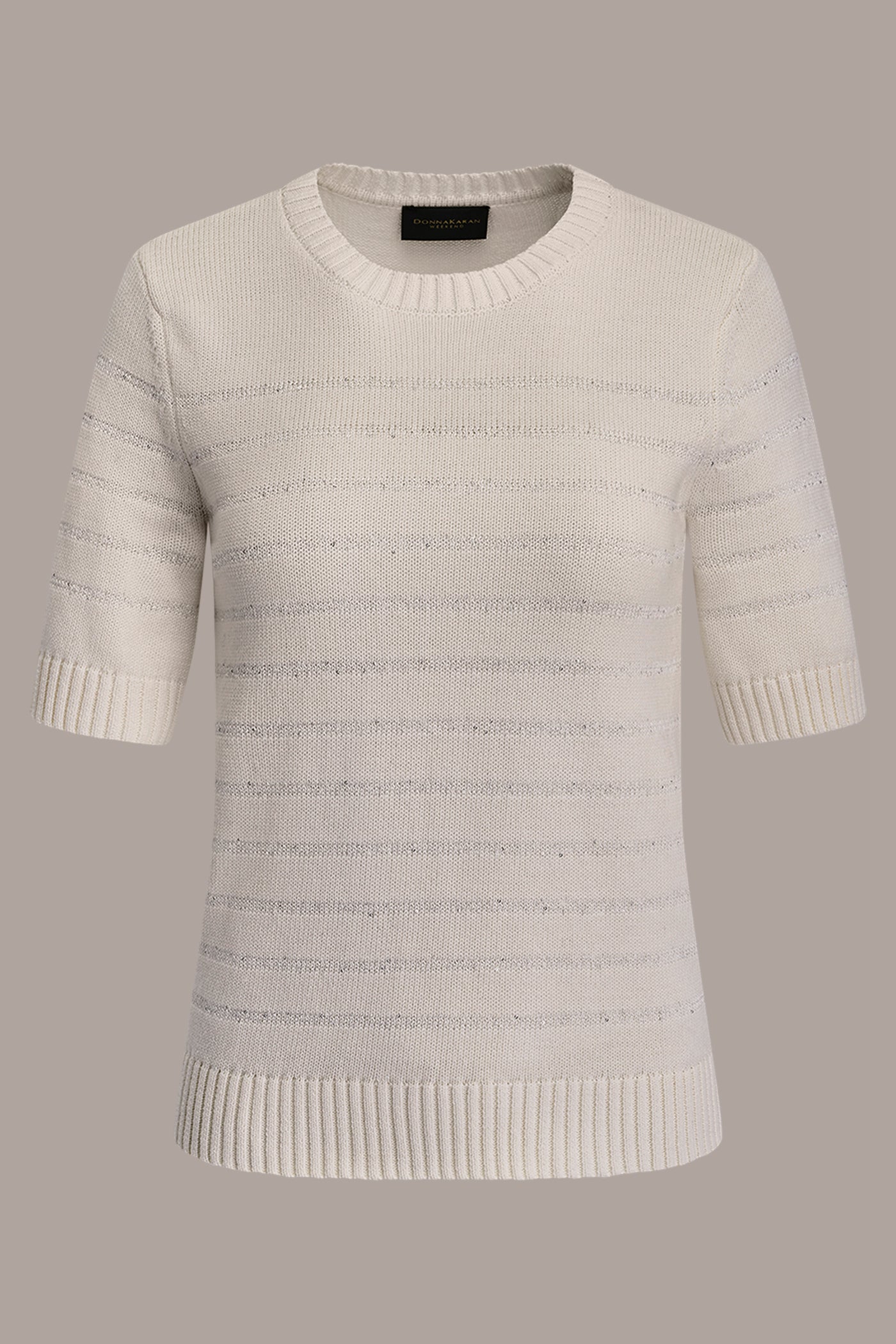COTTON-BLEND SEQUIN STRIPE SWEATER VIEW 8 | Donna Karan Weekend