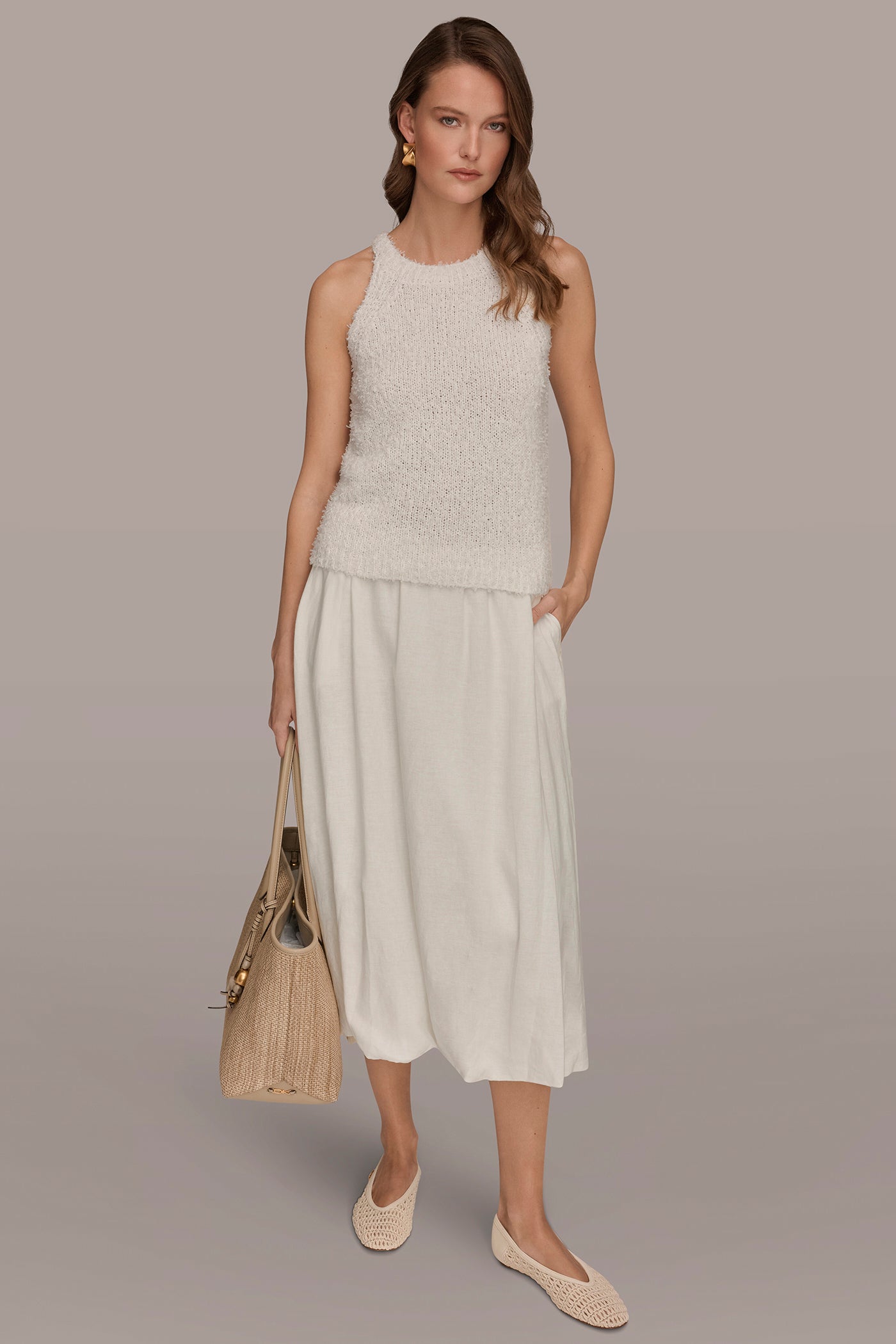 HALTER PAPER TAPE TANK VIEW 6 | Donna Karan Weekend