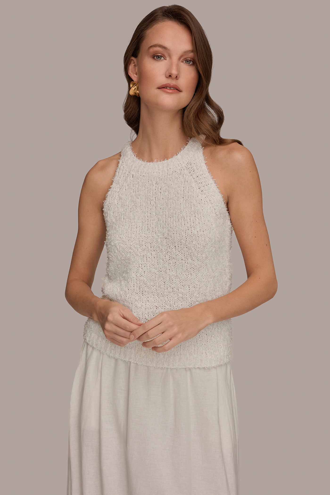 HALTER PAPER TAPE TANK | View 1 | Donna Karan Weekend