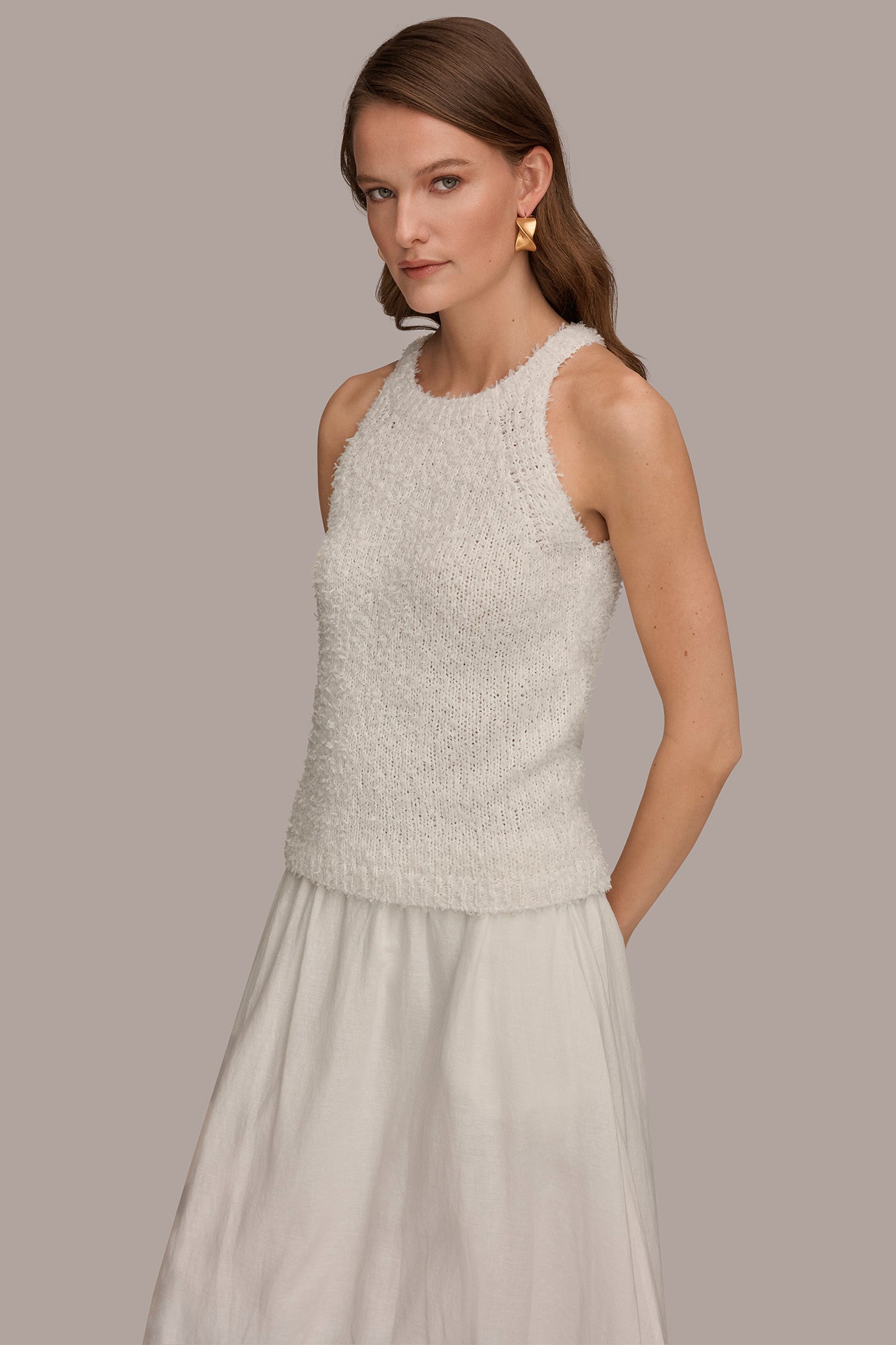 HALTER PAPER TAPE TANK VIEW 3 | Donna Karan Weekend