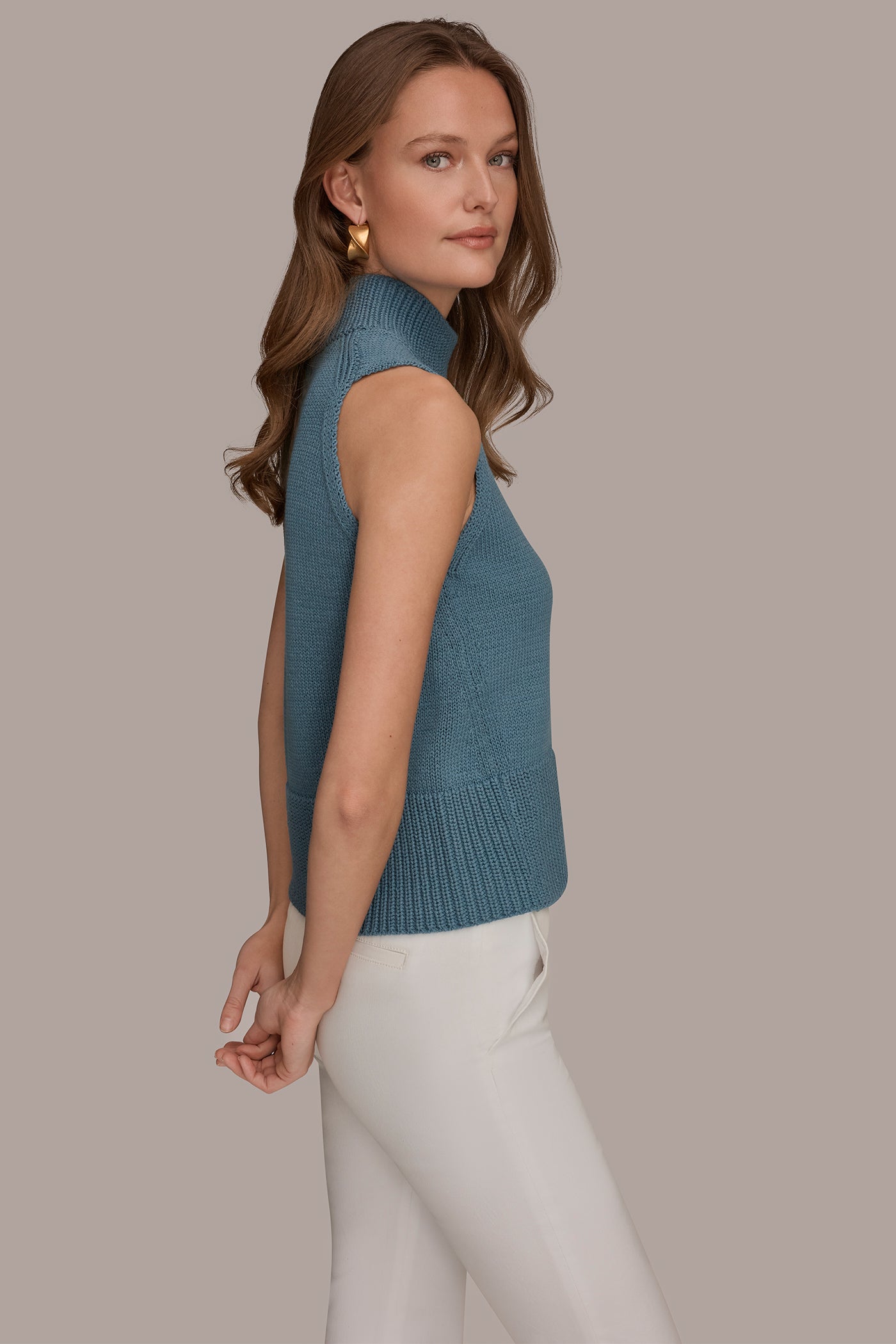 SLEEVELESS A-LINE SWEATER VIEW 3 | Donna Karan Weekend