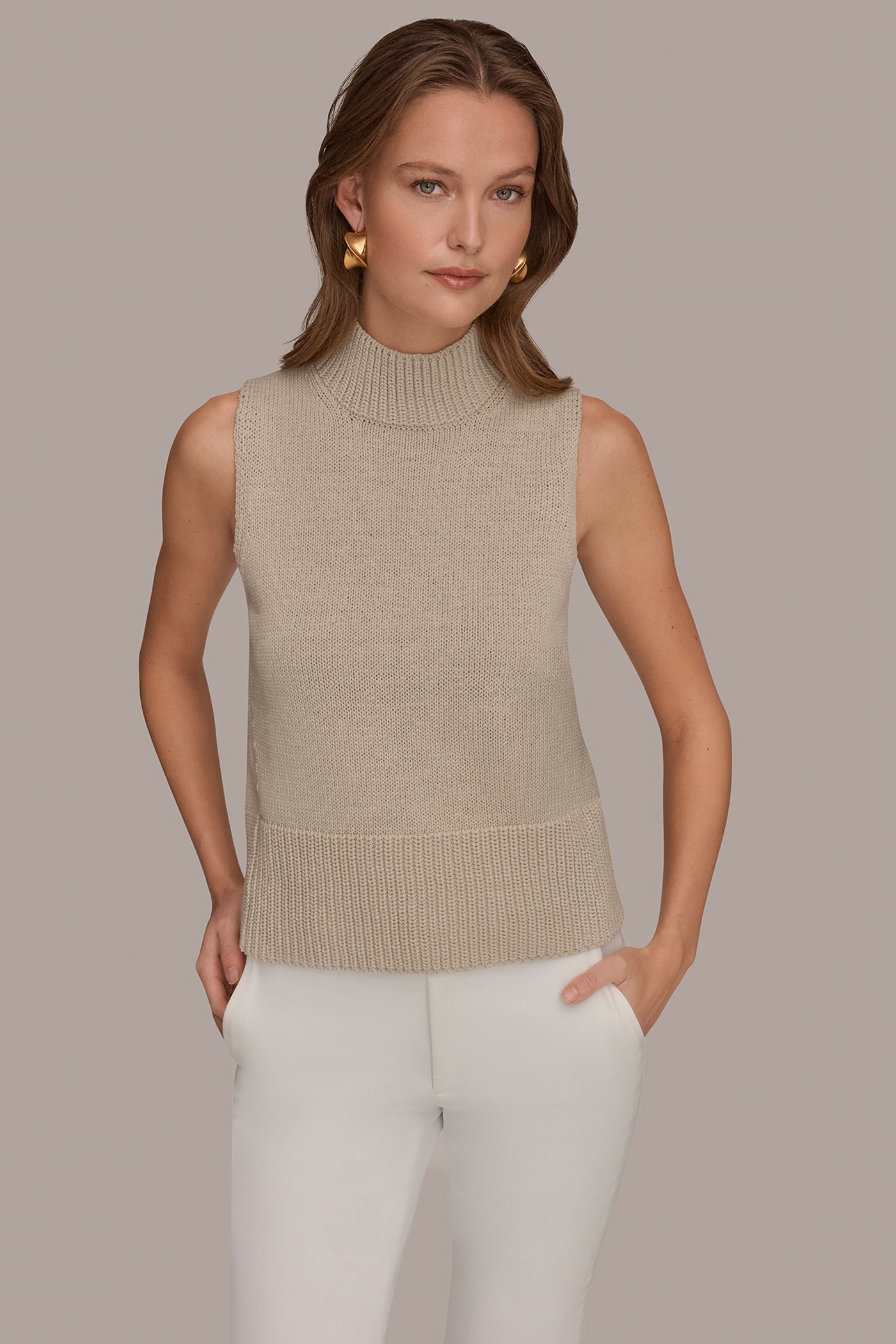 SLEEVELESS A-LINE SWEATER | View 1 | Donna Karan Weekend