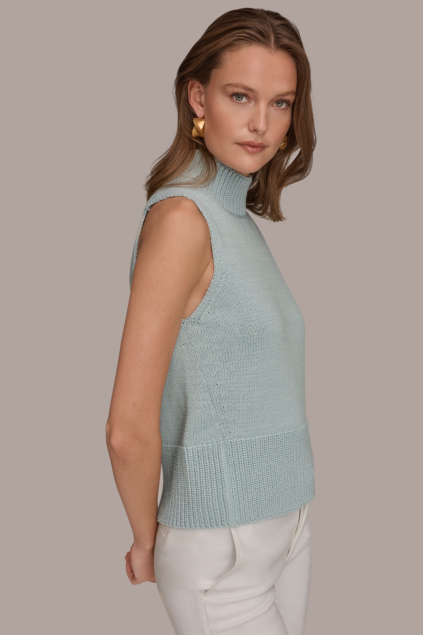 SLEEVELESS A-LINE SWEATER VIEW 3 | Donna Karan Weekend Tops