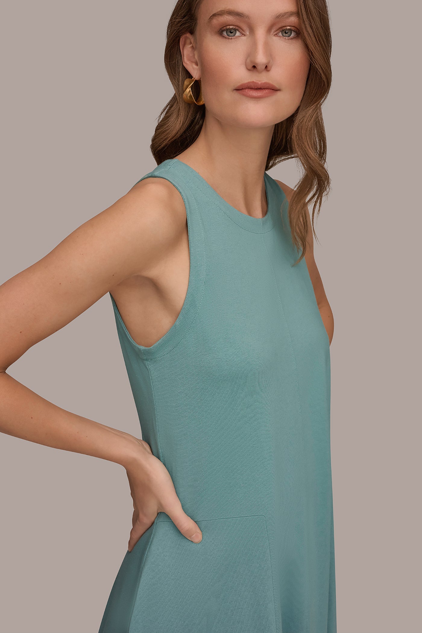 COTTON SLEEVELESS MIDI TRAPEZE DRESS VIEW 4 | Dresses & Jumpsuits