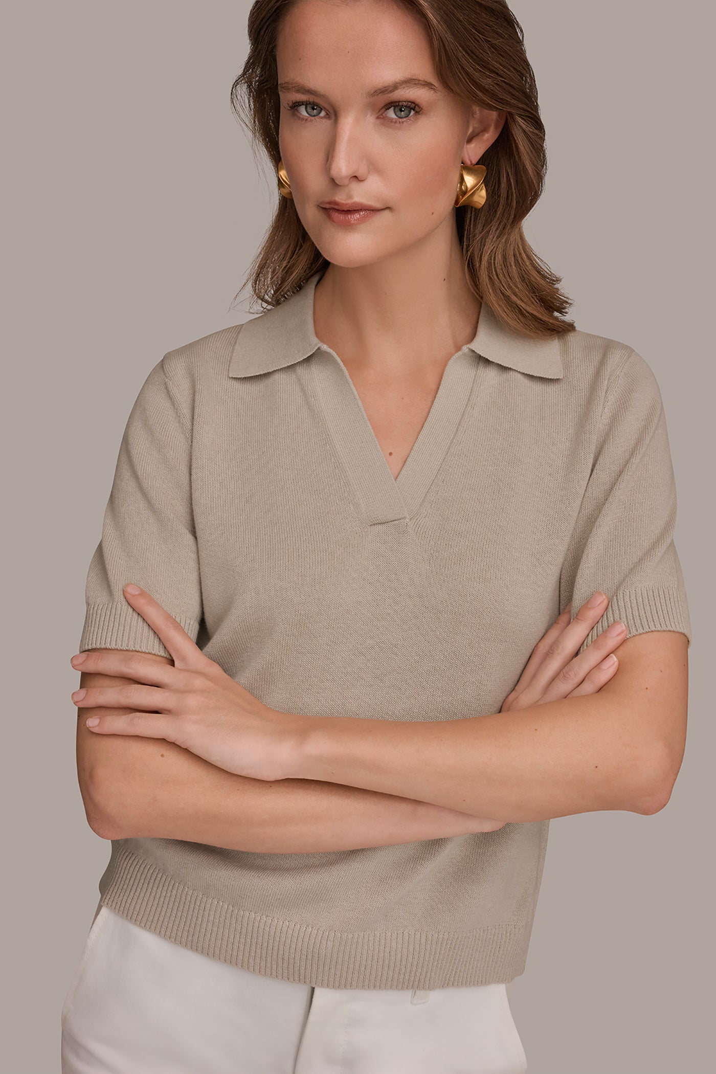 COTTON AND CASHMERE POLO SWEATER VIEW 4 | New Arrivals