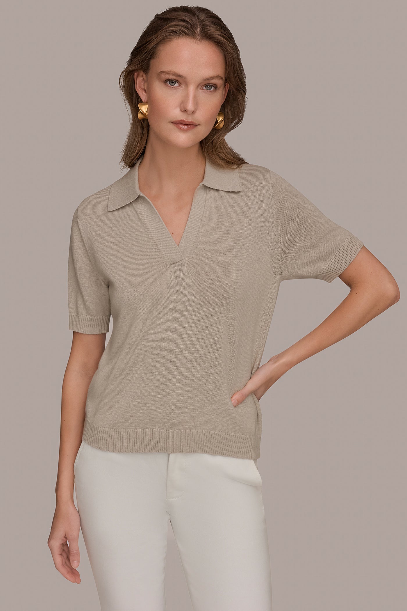 COTTON AND CASHMERE POLO SWEATER | View 1 | New Arrivals