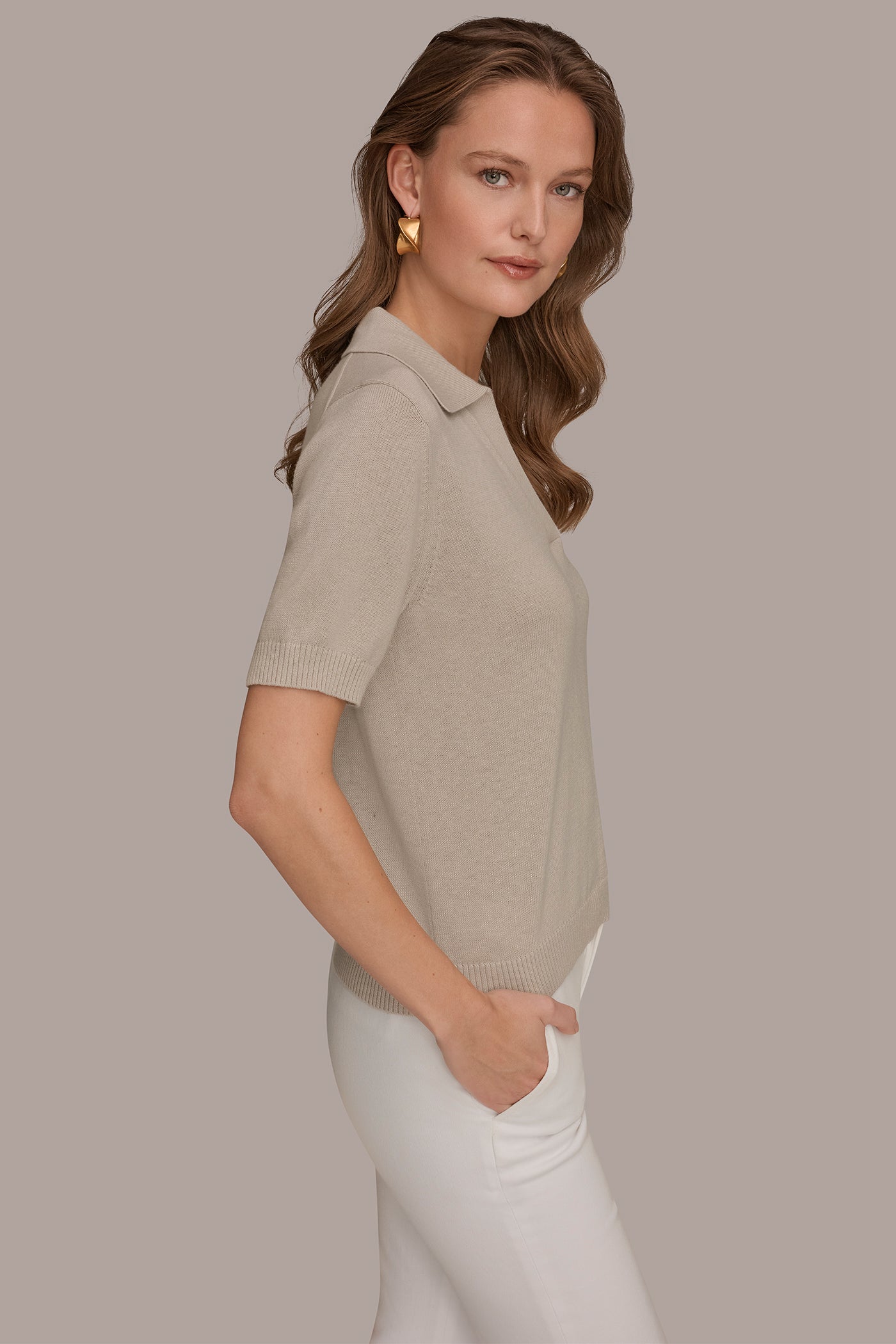 COTTON AND CASHMERE POLO SWEATER VIEW 3 | New Arrivals