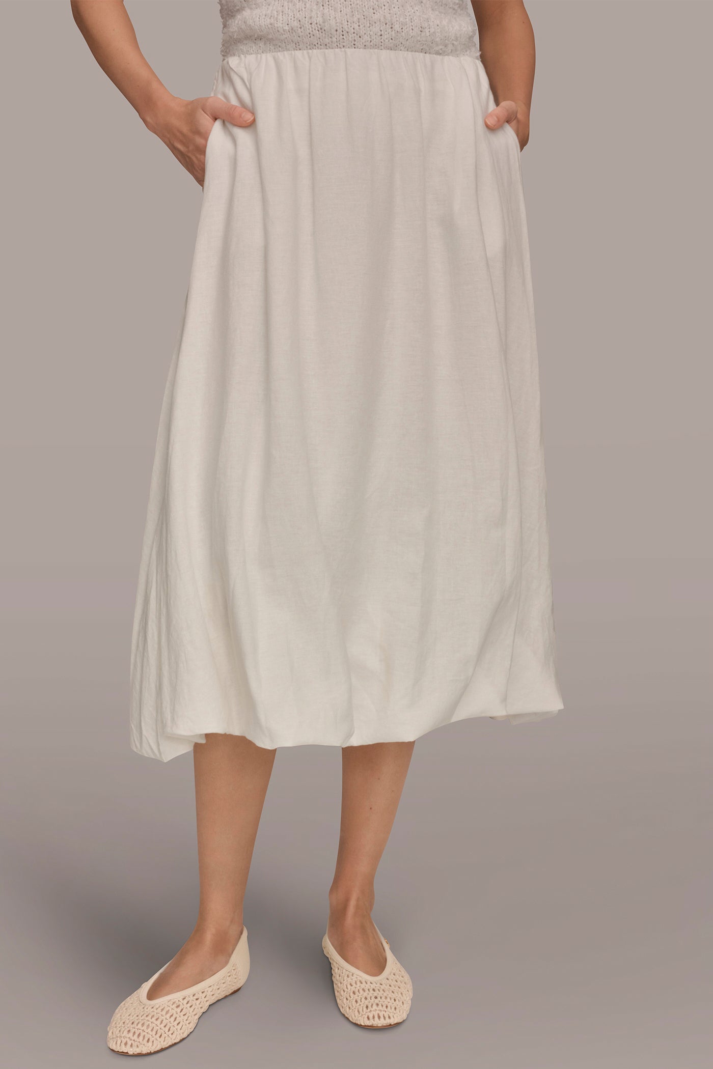 LINEN-BLEND BUBBLE SKIRT | View 1 | Grace Edit