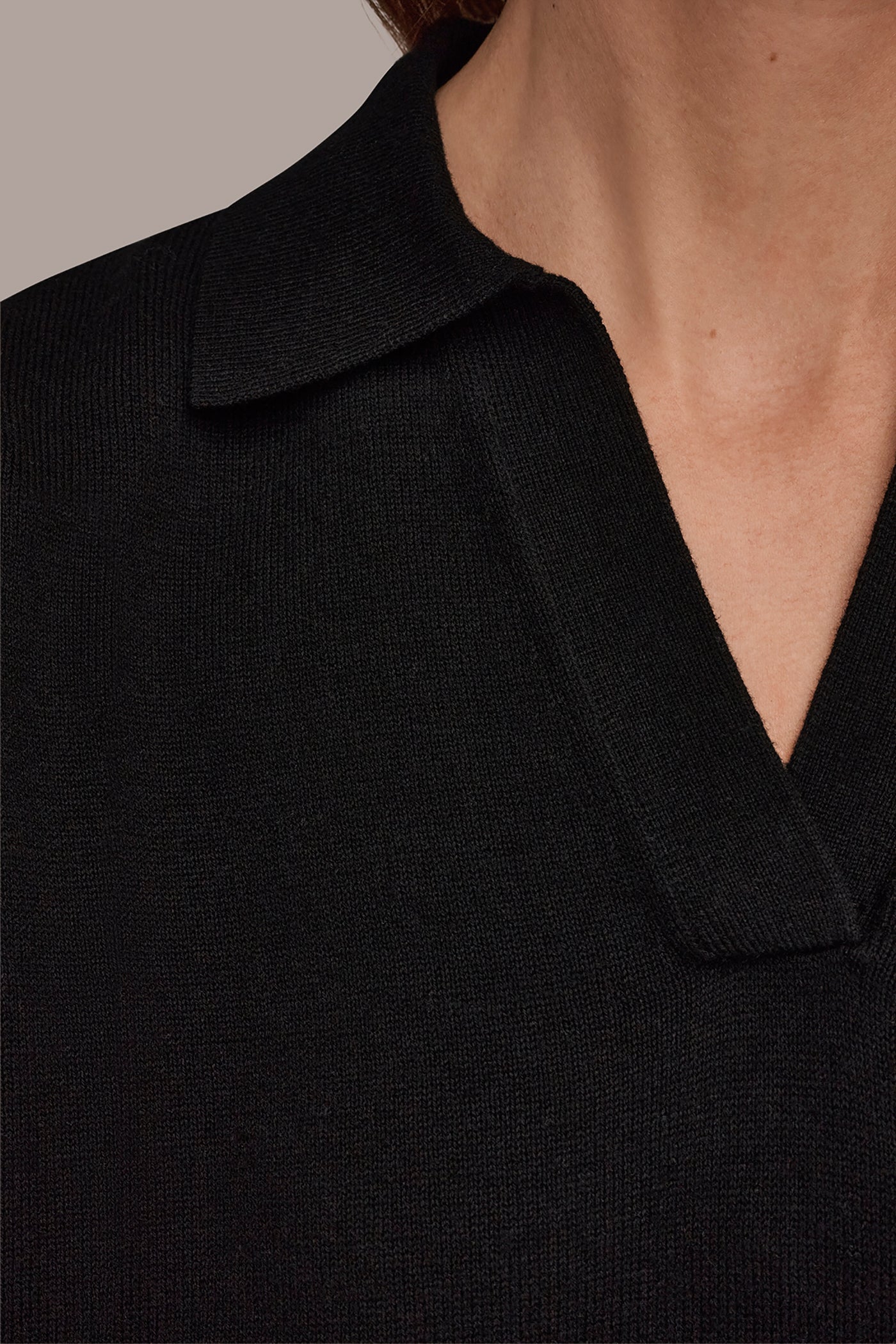 COTTON AND CASHMERE POLO SWEATER VIEW 5 | Donna Karan Weekend Tops