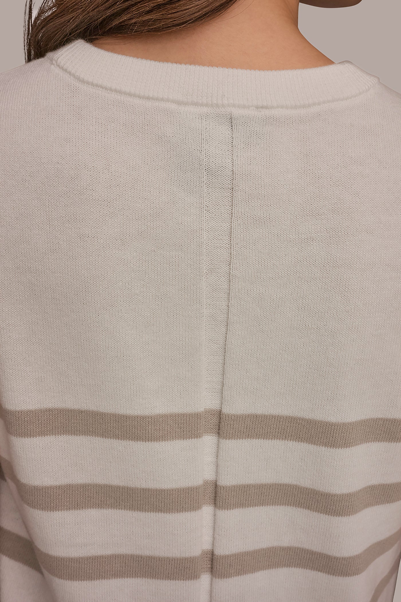 COTTON AND CASHMERE SLEEVELESS STRIPED SWEATER VIEW 5 | Donna Karan Weekend Tops