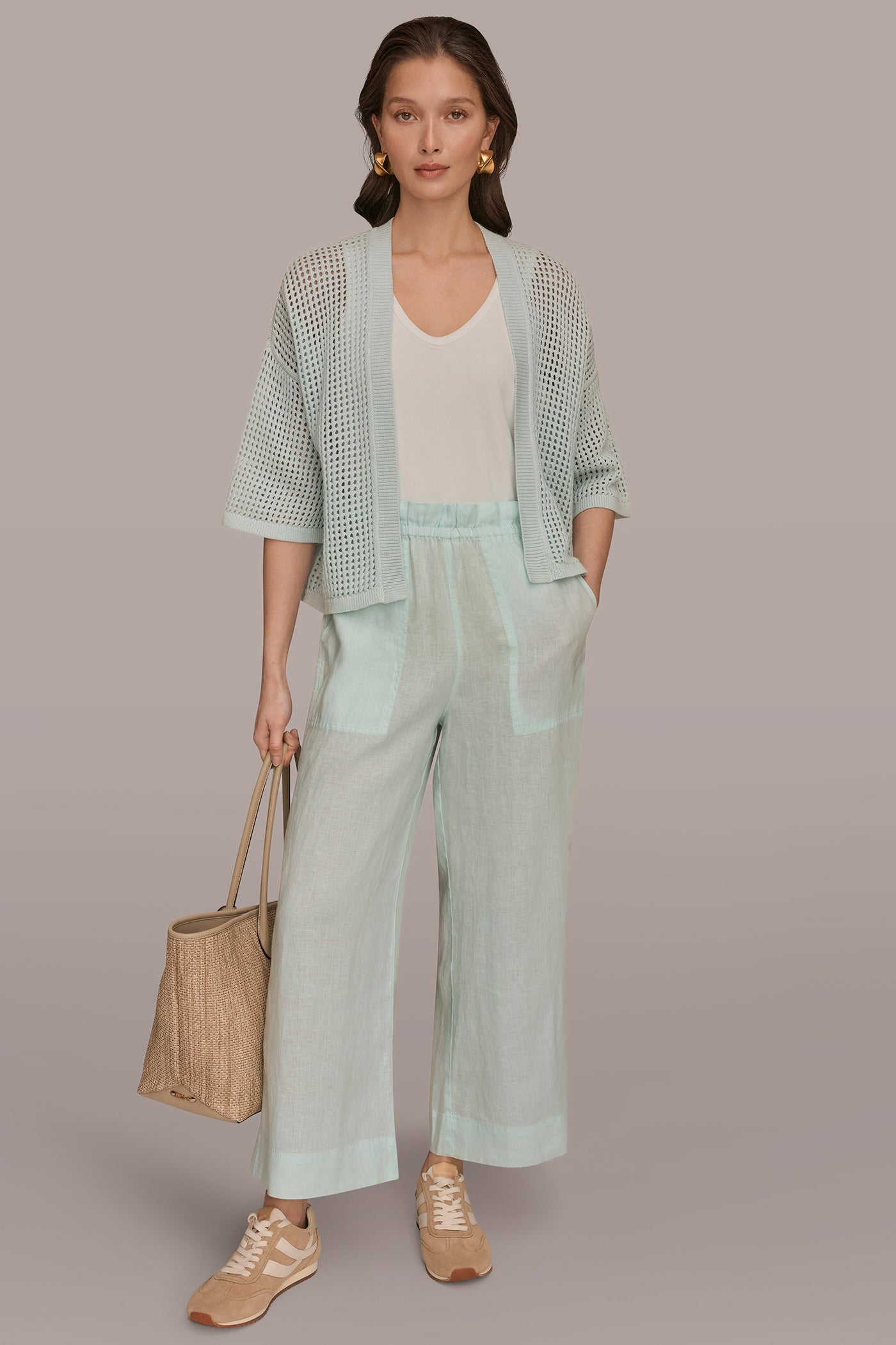 COTTON OPEN STITCH CARDIGAN VIEW 6 | Donna Karan Weekend