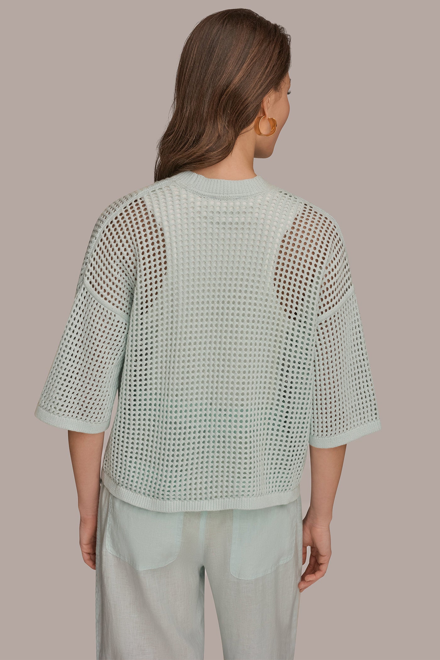 COTTON OPEN STITCH CARDIGAN | View 2 | Donna Karan Weekend