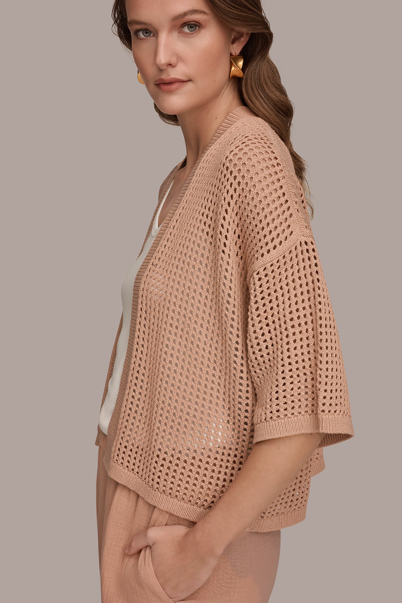 COTTON OPEN STITCH CARDIGAN VIEW 5 | Tops