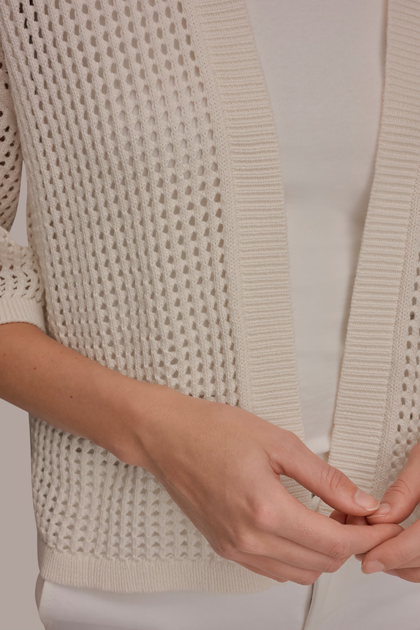 COTTON OPEN STITCH CARDIGAN VIEW 4 | Donna Karan Weekend