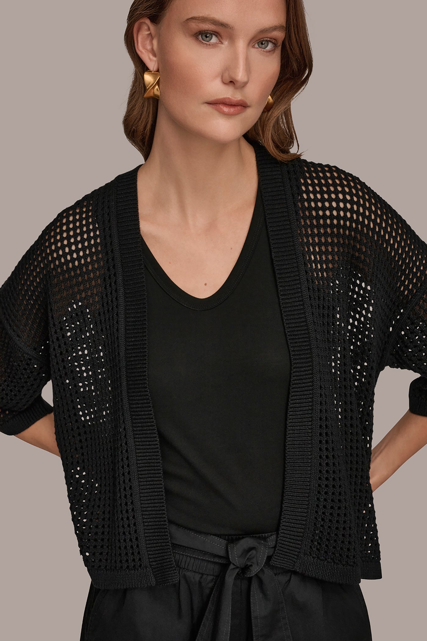 COTTON OPEN STITCH CARDIGAN VIEW 4 | Tops