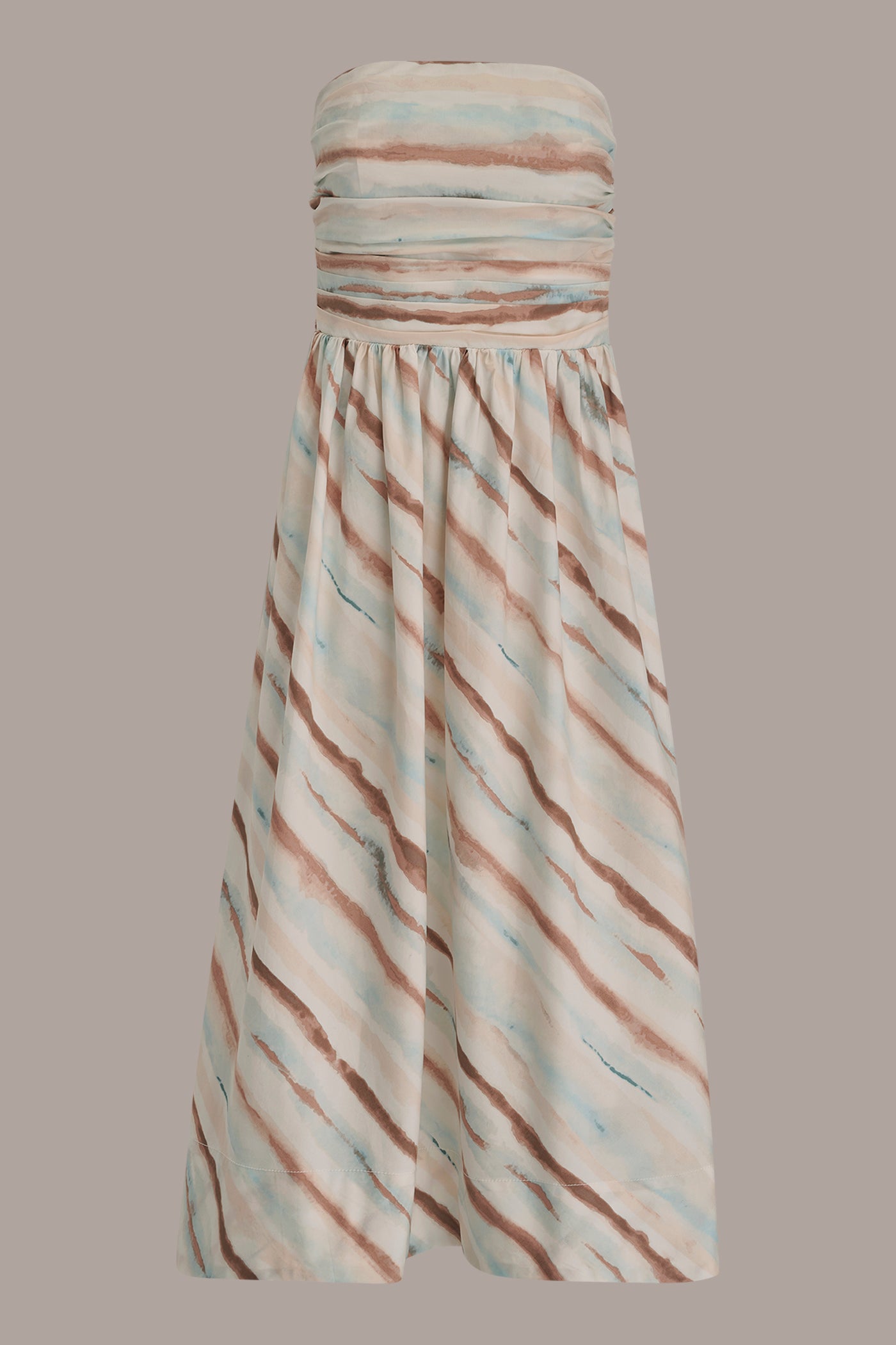 STRETCH COTTON-POPLIN STRAPLESS PRINTED MIDI DRESS VIEW 9 | Donna Karan Weekend Dresses