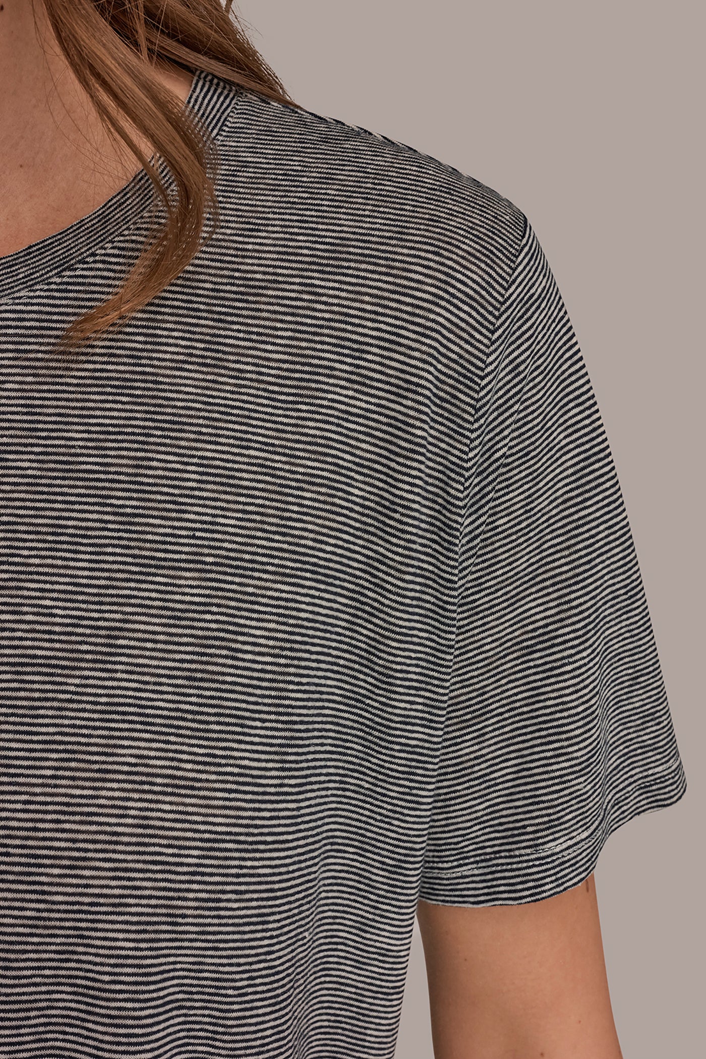 LINEN AND MODAL-BLEND STRIPED TEE VIEW 4 | Donna Karan Weekend Tops