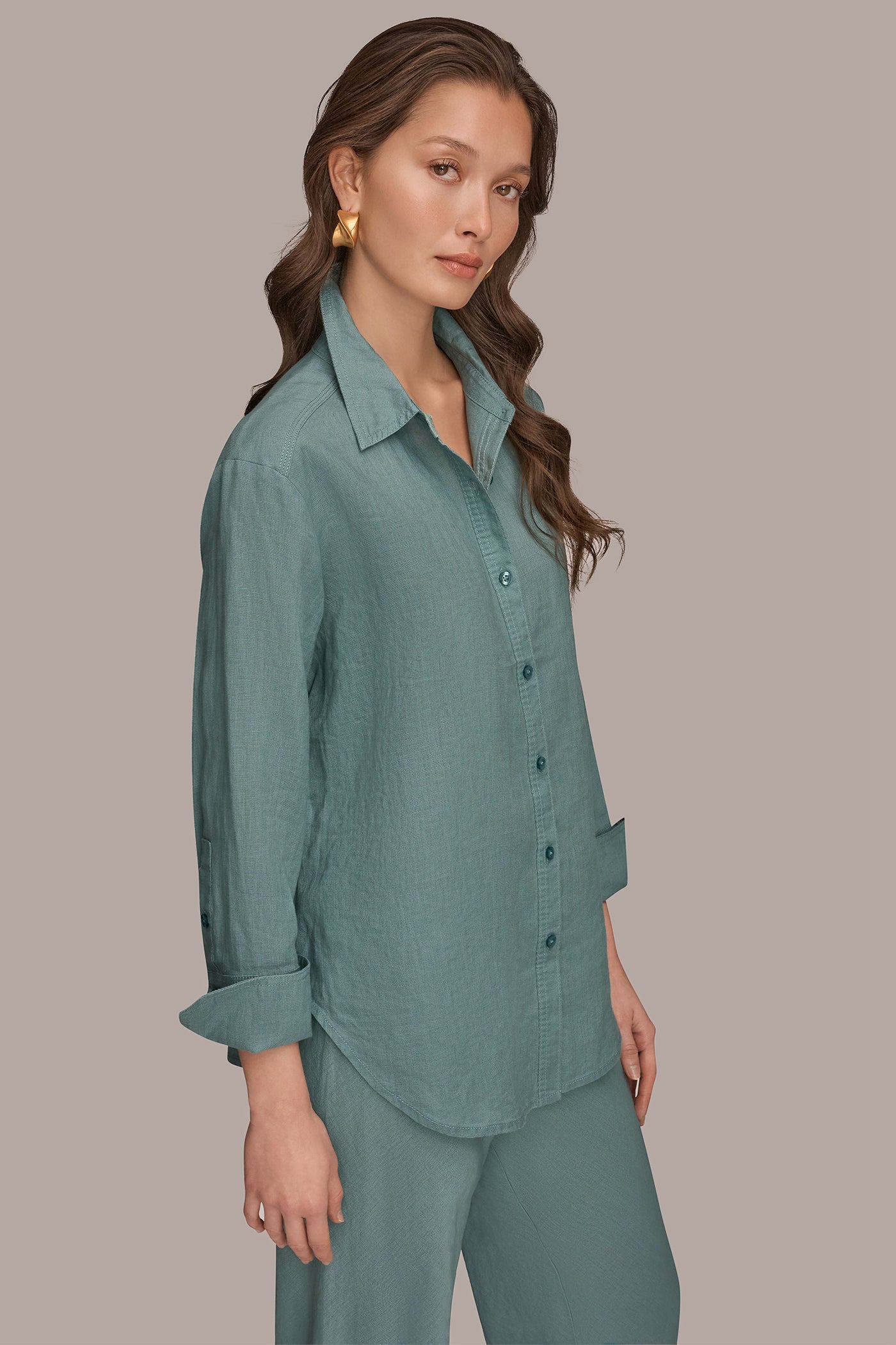 LINEN SHIRT VIEW 3 | Donna Karan Weekend Tops