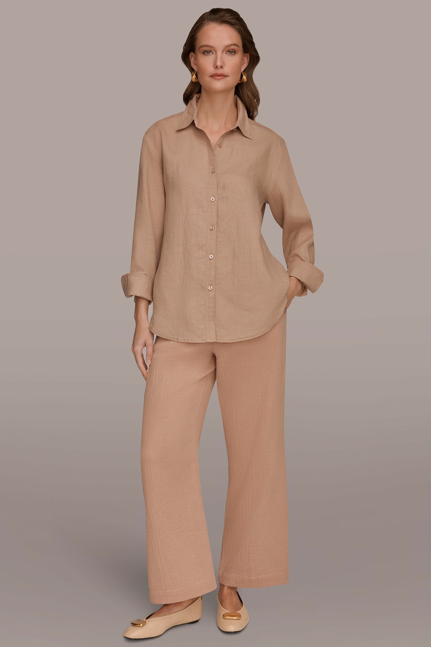 LINEN SHIRT VIEW 6 | Donna Karan Weekend Tops