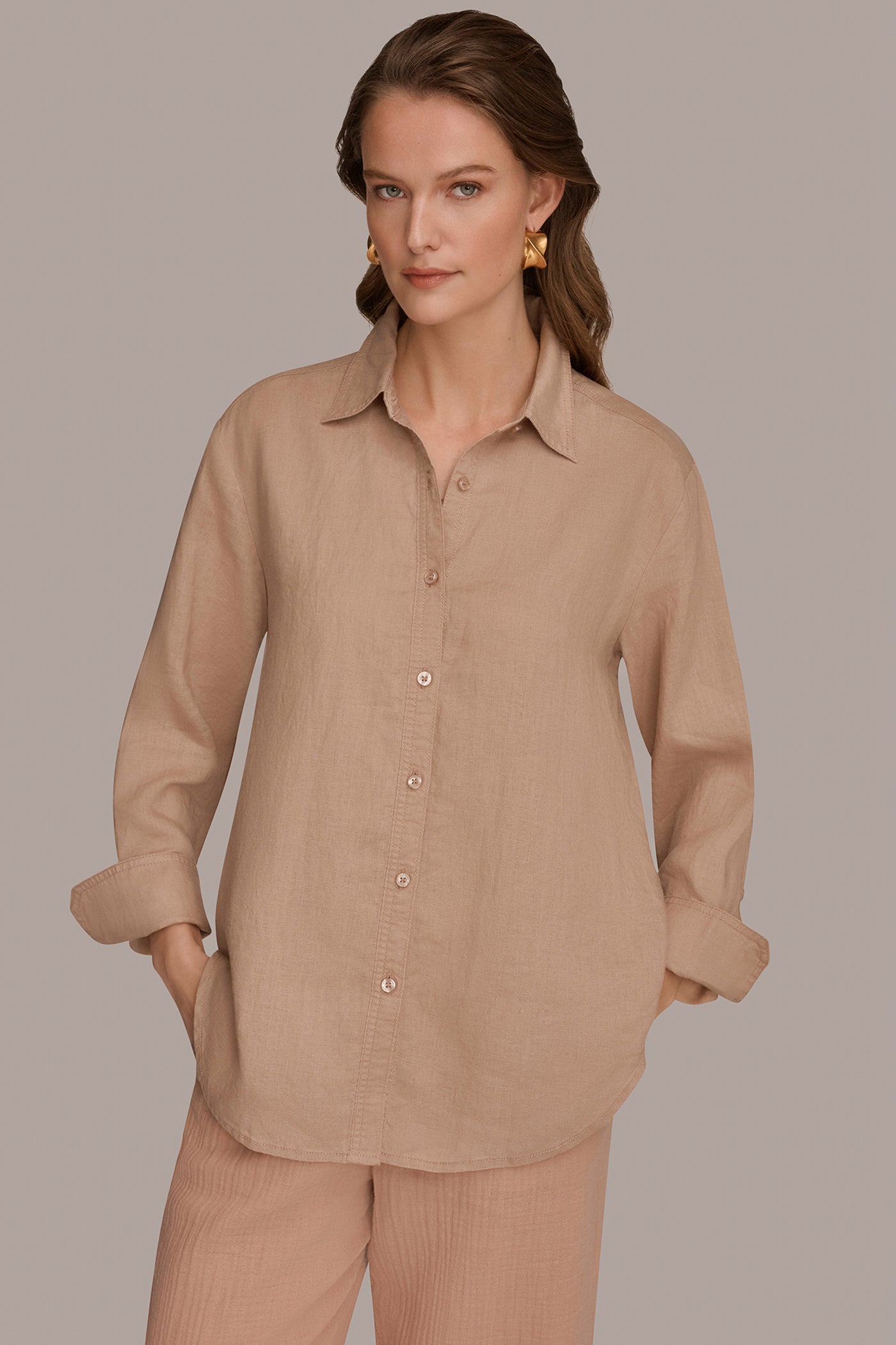 donna karan satin midi shirt dress Donna Karan Women's Satin Midi Shirt Dress in Weathered Sage Green, Size 14