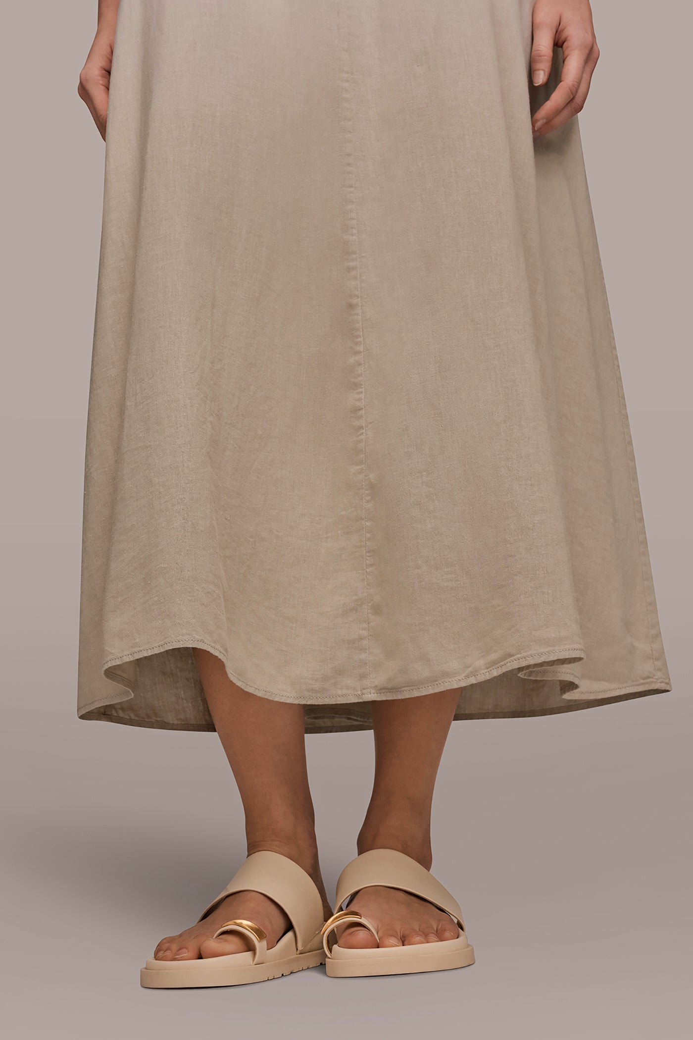 LINEN-BLEND SLEEVELESS OMBRÉ TWIST-BACK MIDI HALTER DRESS VIEW 7 | New clothing