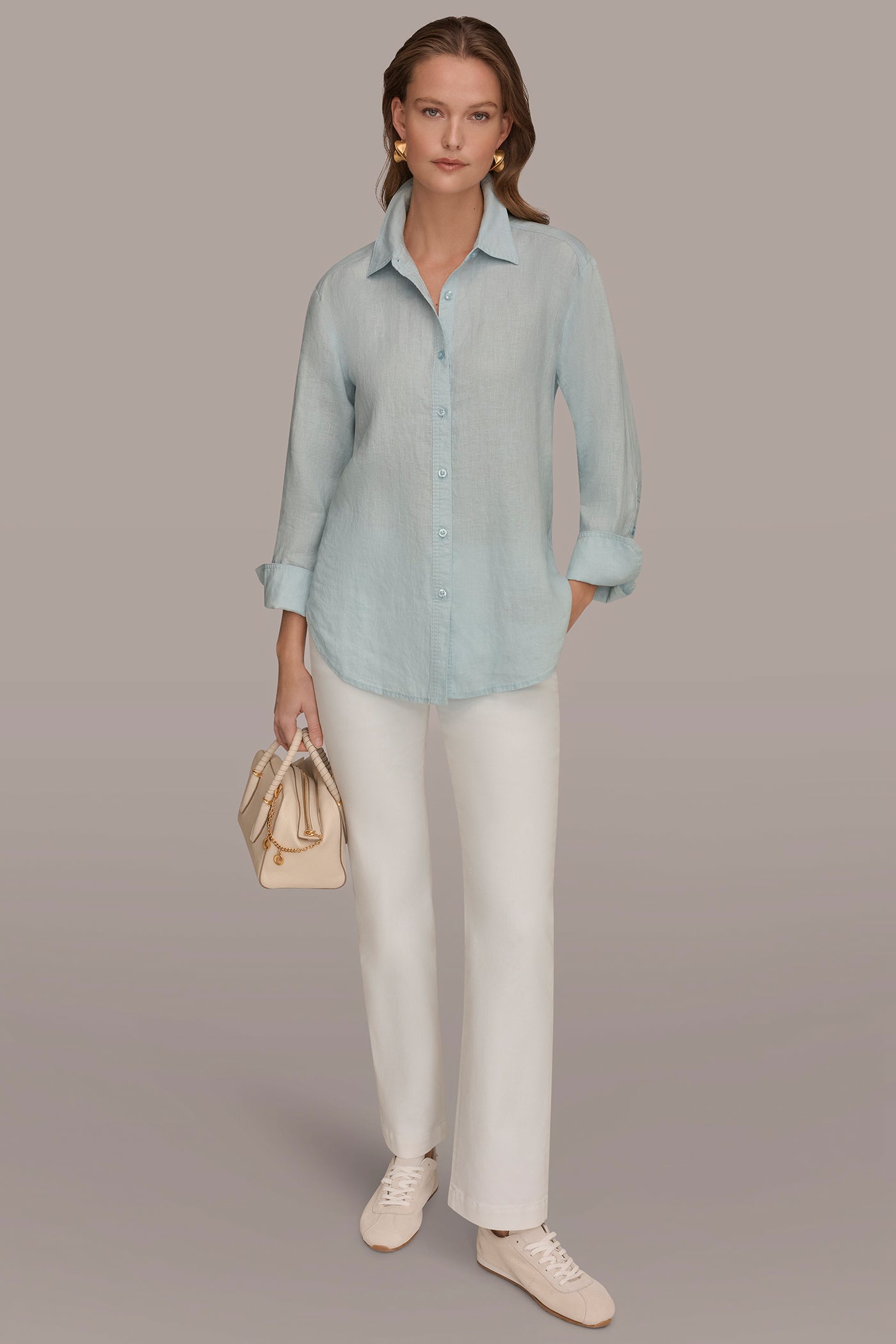 LINEN SHIRT VIEW 6 | Donna Karan Weekend Tops