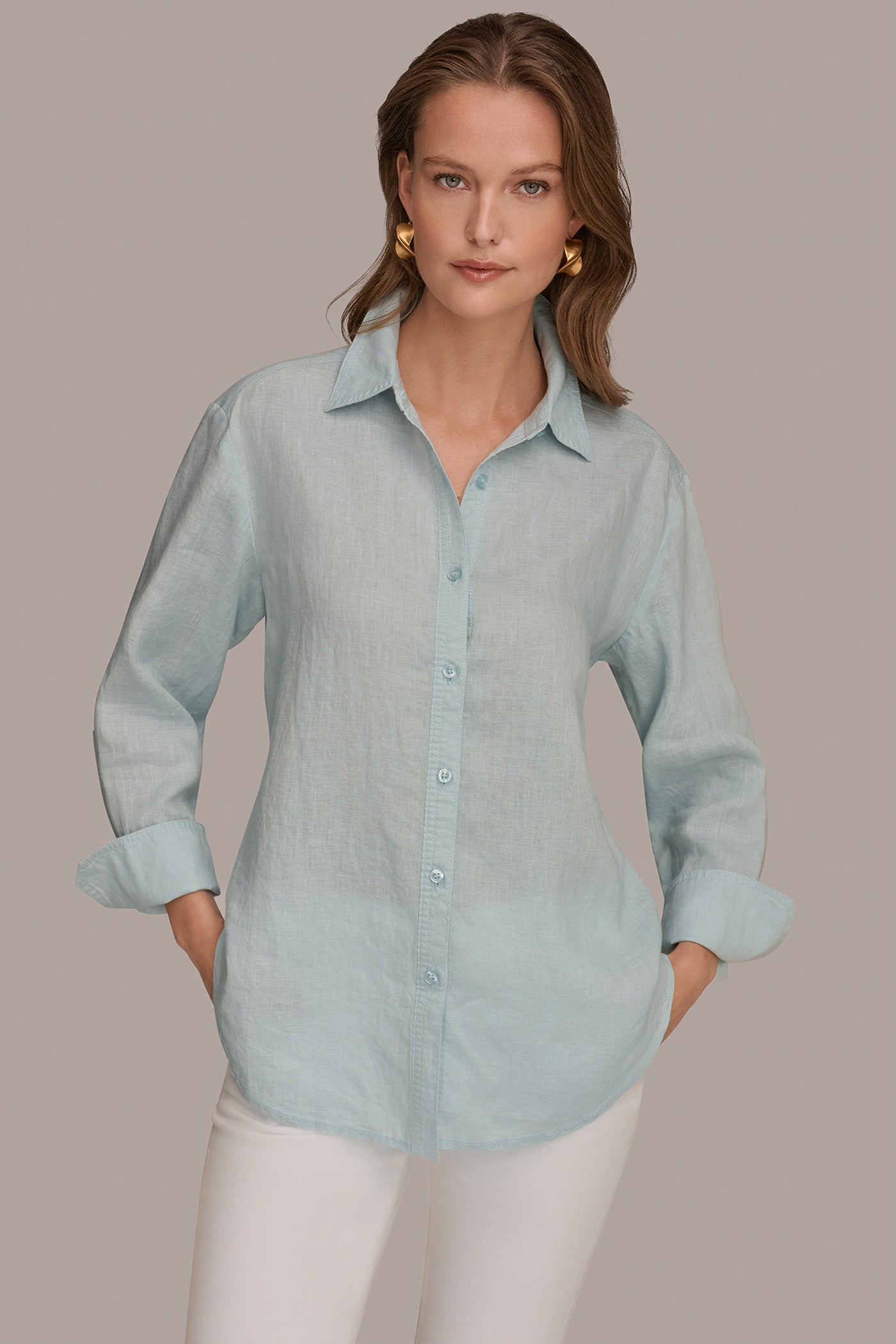 LINEN SHIRT | View 1 | Donna Karan Weekend Tops