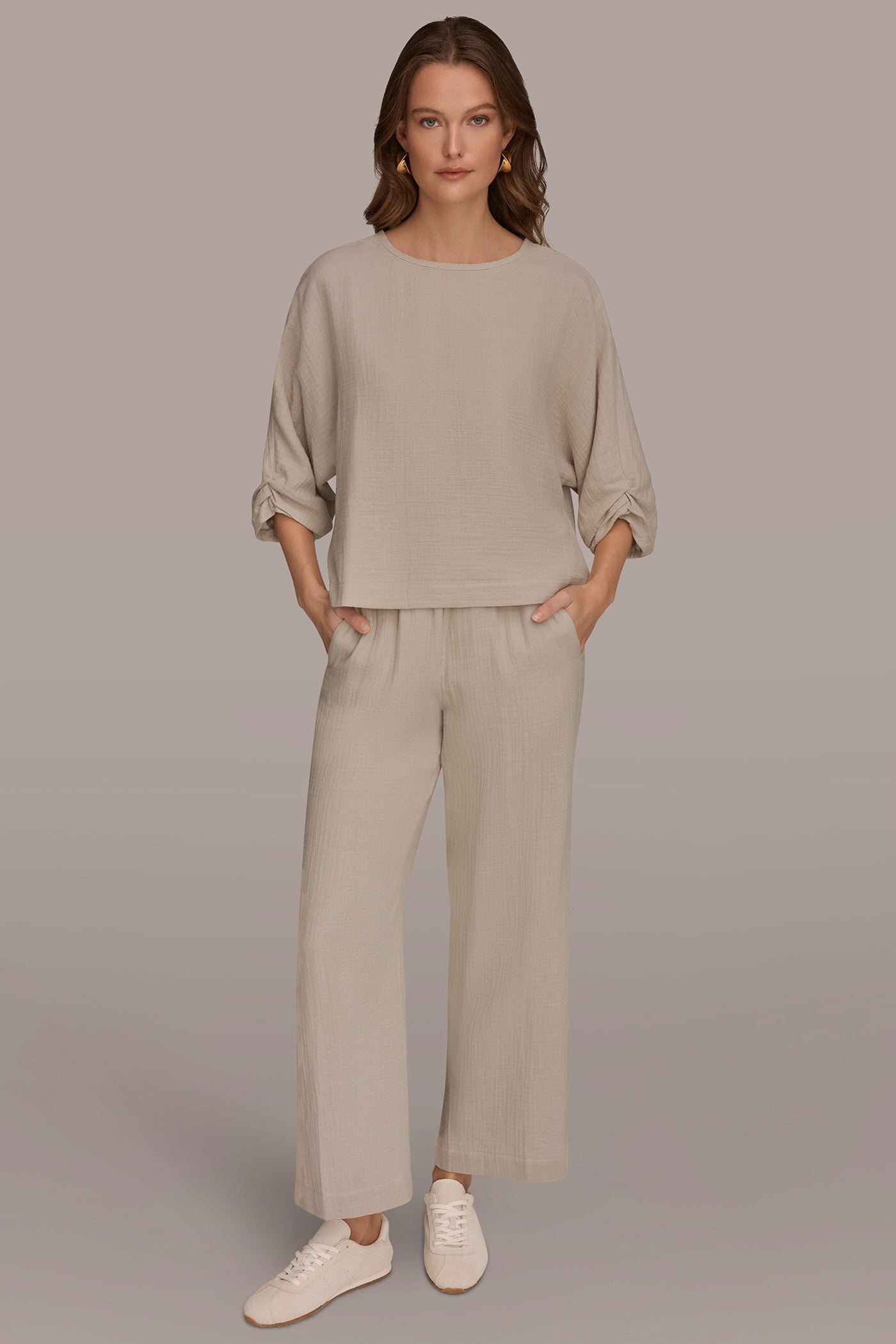 COTTON-GAUZE TWIST CUFF SLEEVE BLOUSE VIEW 6 | New clothing