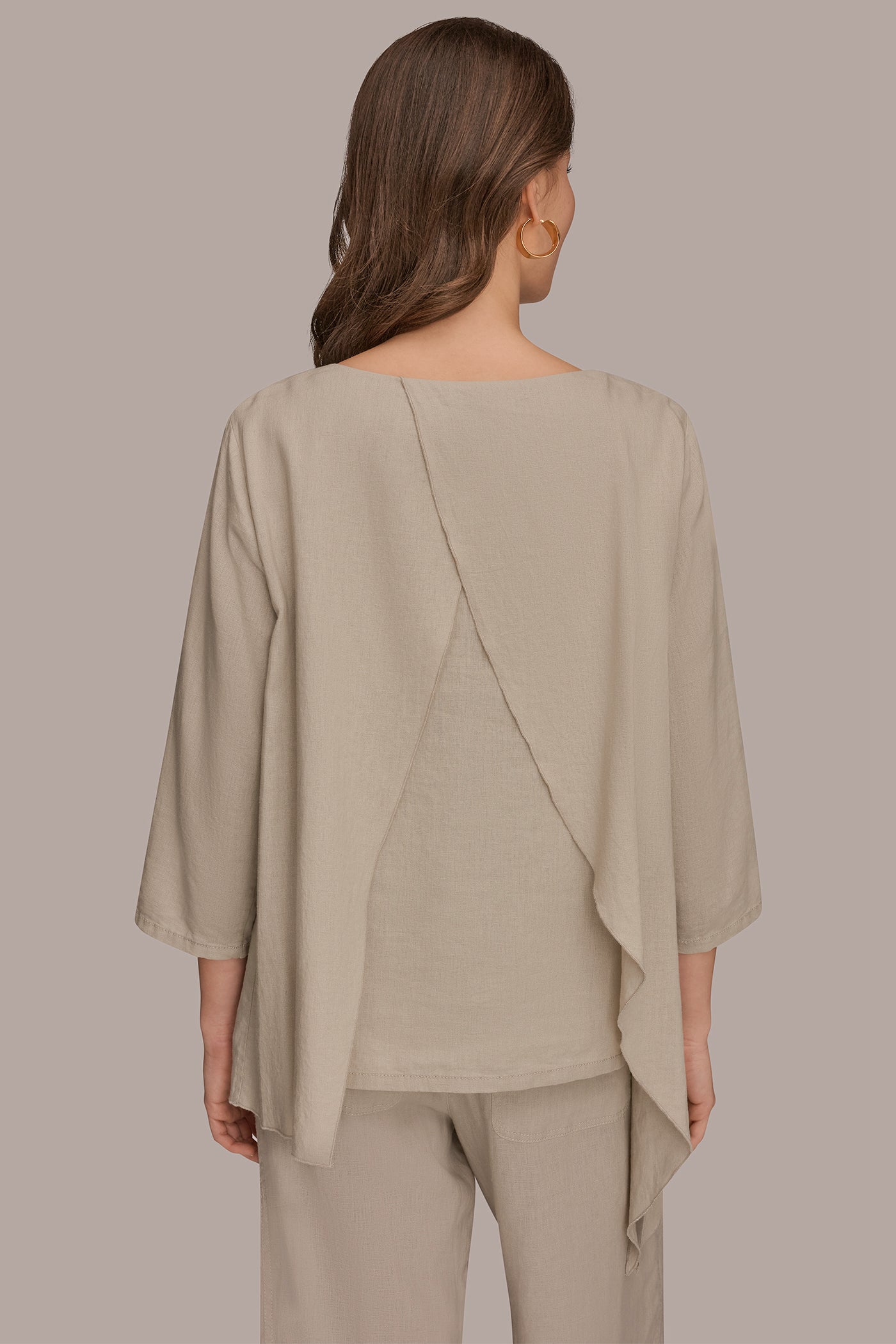 LINEN-BLEND WRAP-EFFECT OVERLAY BLOUSE | View 2 | Gifts