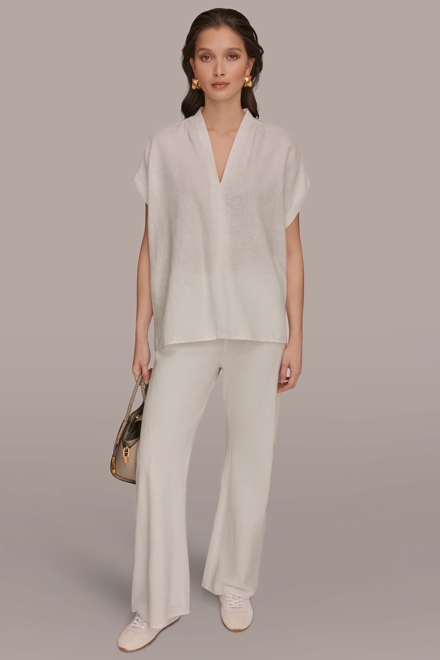 LINEN SLEEVELESS BLOUSE VIEW 6 | Donna Karan Weekend Tops