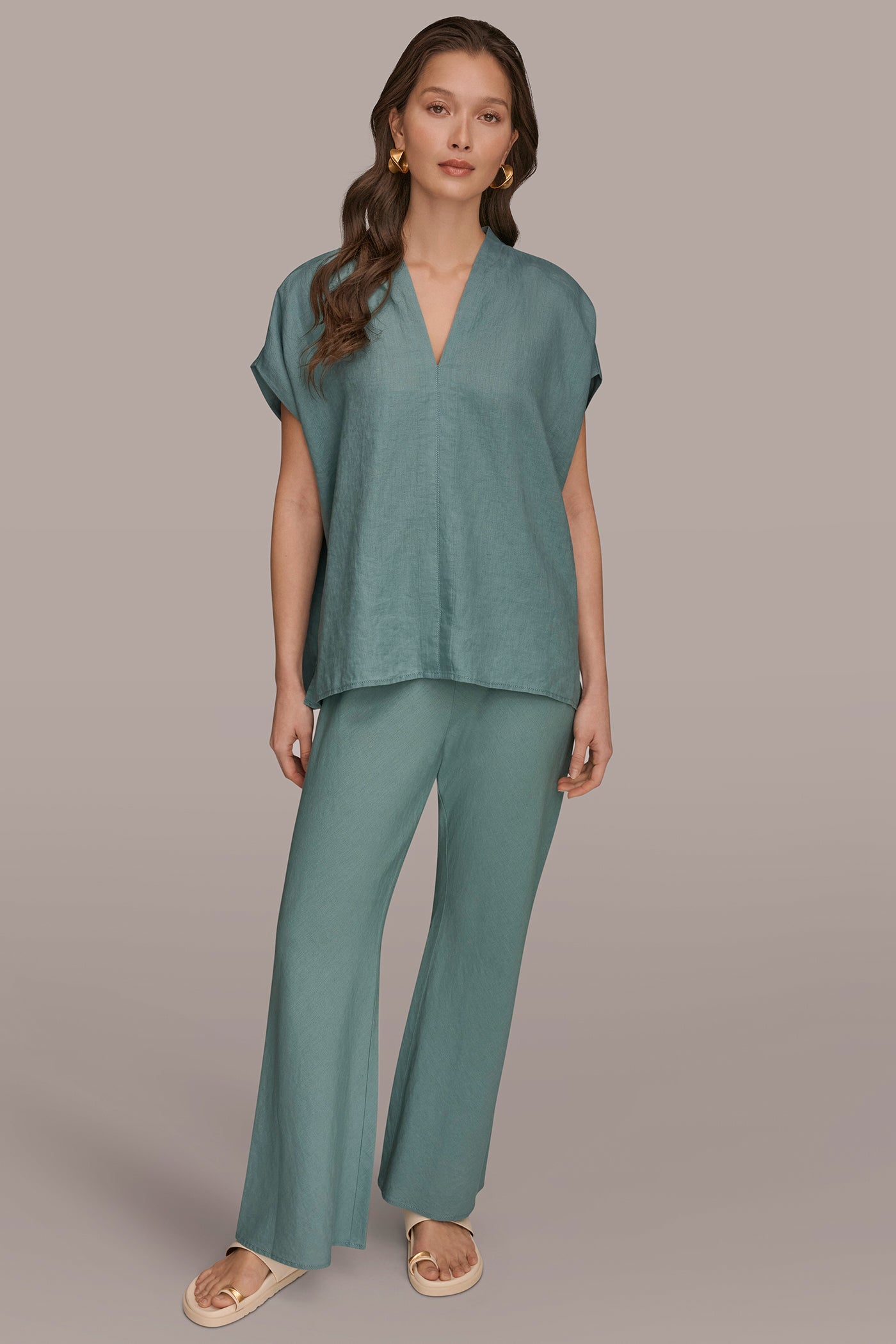 LINEN SLEEVELESS BLOUSE VIEW 6 | Donna Karan Weekend Tops