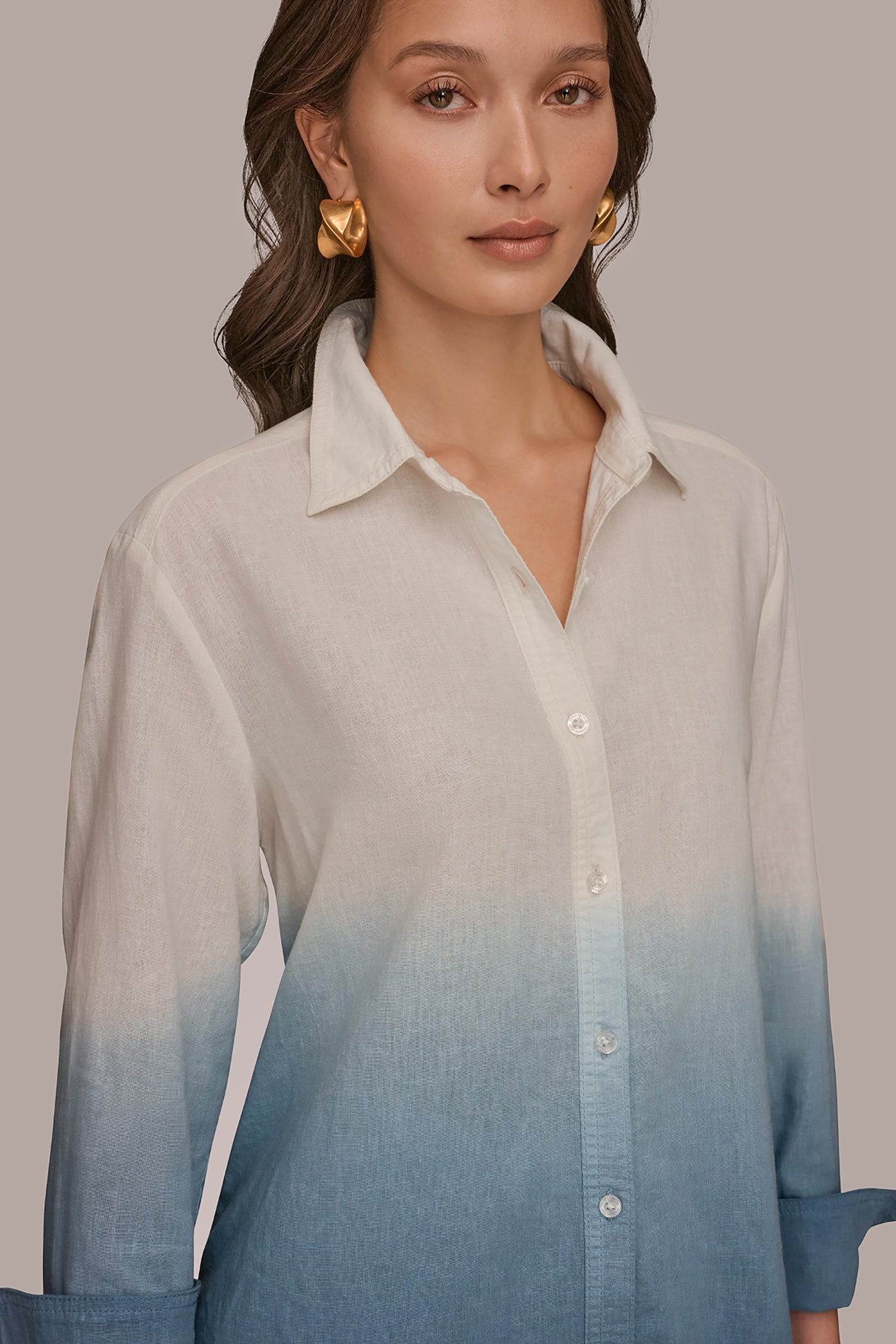 LINEN-BLEND DIP-DYED STRIPED SHIRT VIEW 4 | Tops