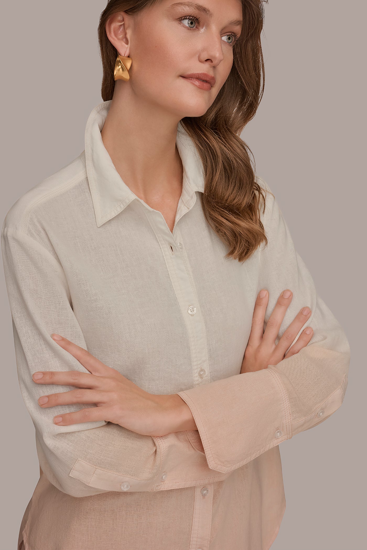 LINEN-BLEND DIP-DYED STRIPED SHIRT VIEW 4 | Tops