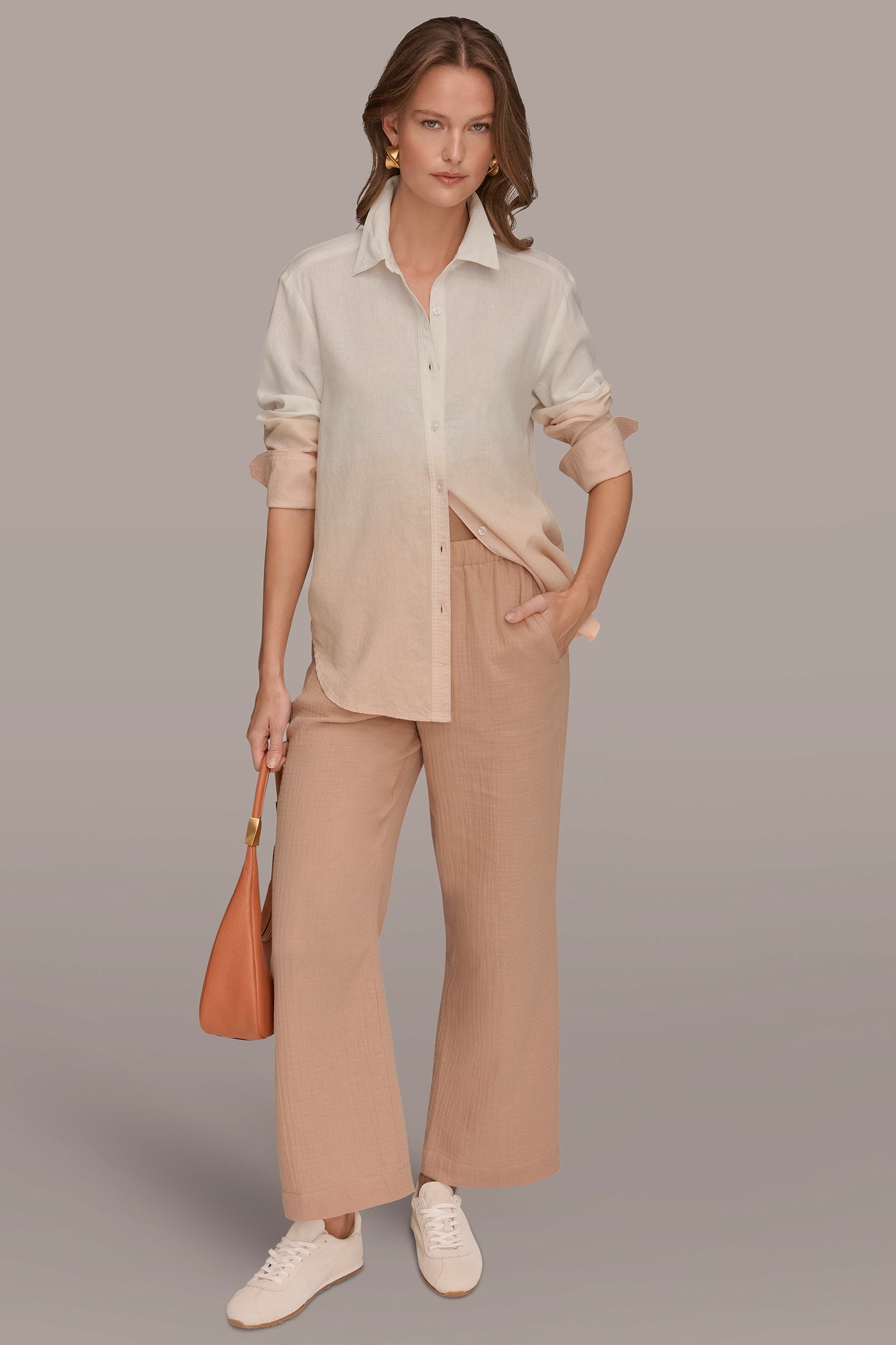 LINEN-BLEND DIP-DYED STRIPED SHIRT VIEW 6 | Tops