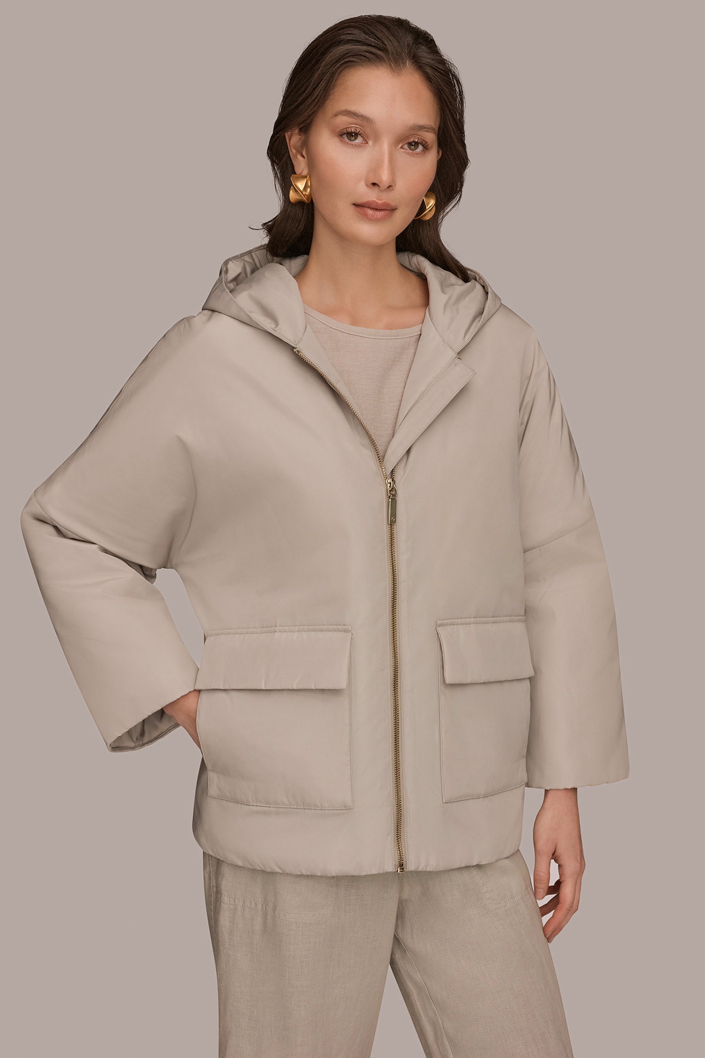 HOODED LIGHT QUILT JACKET | View 1 | Donna Karan Weekend
