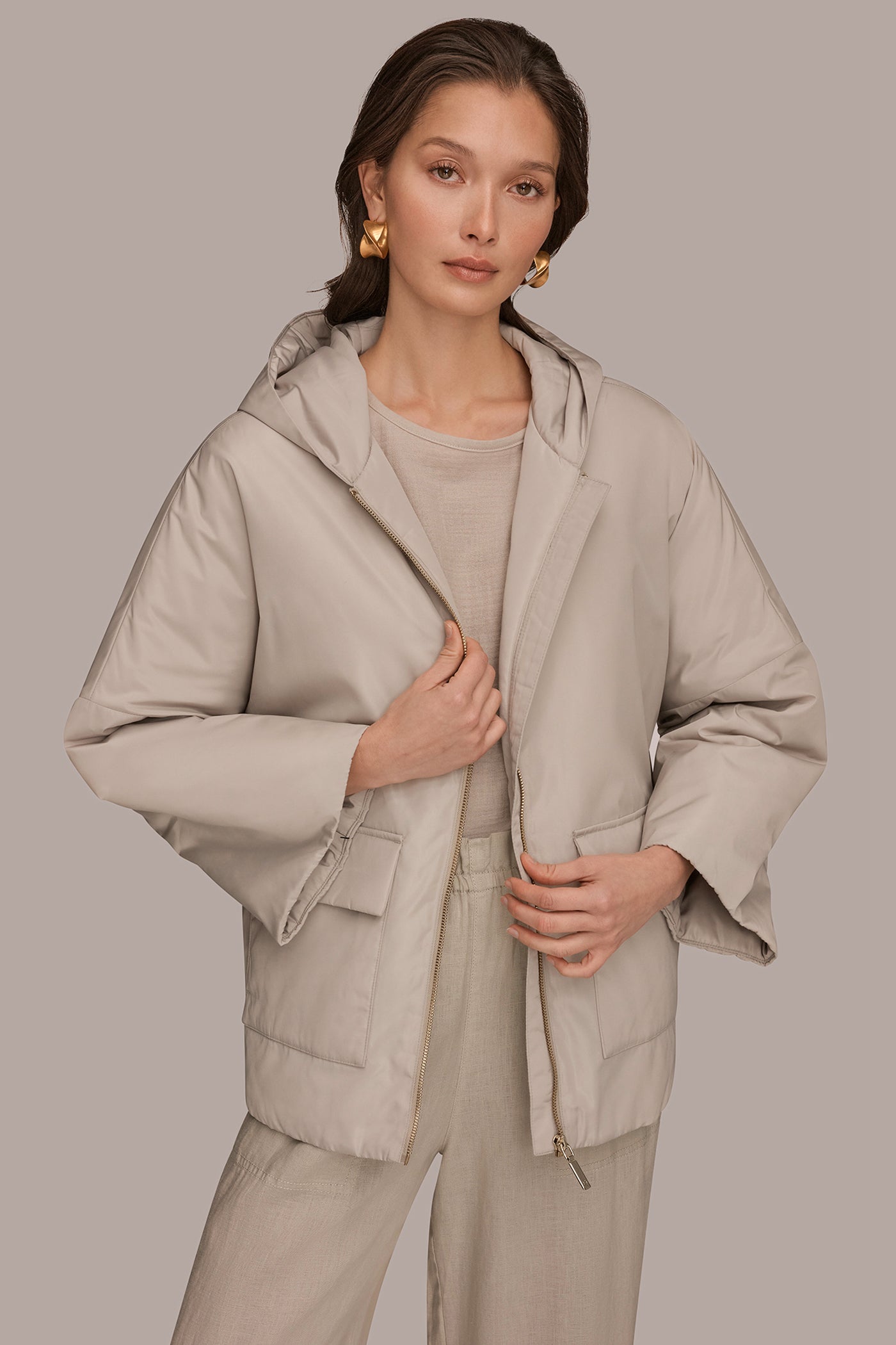 HOODED LIGHT QUILT JACKET VIEW 4 | Donna Karan Weekend