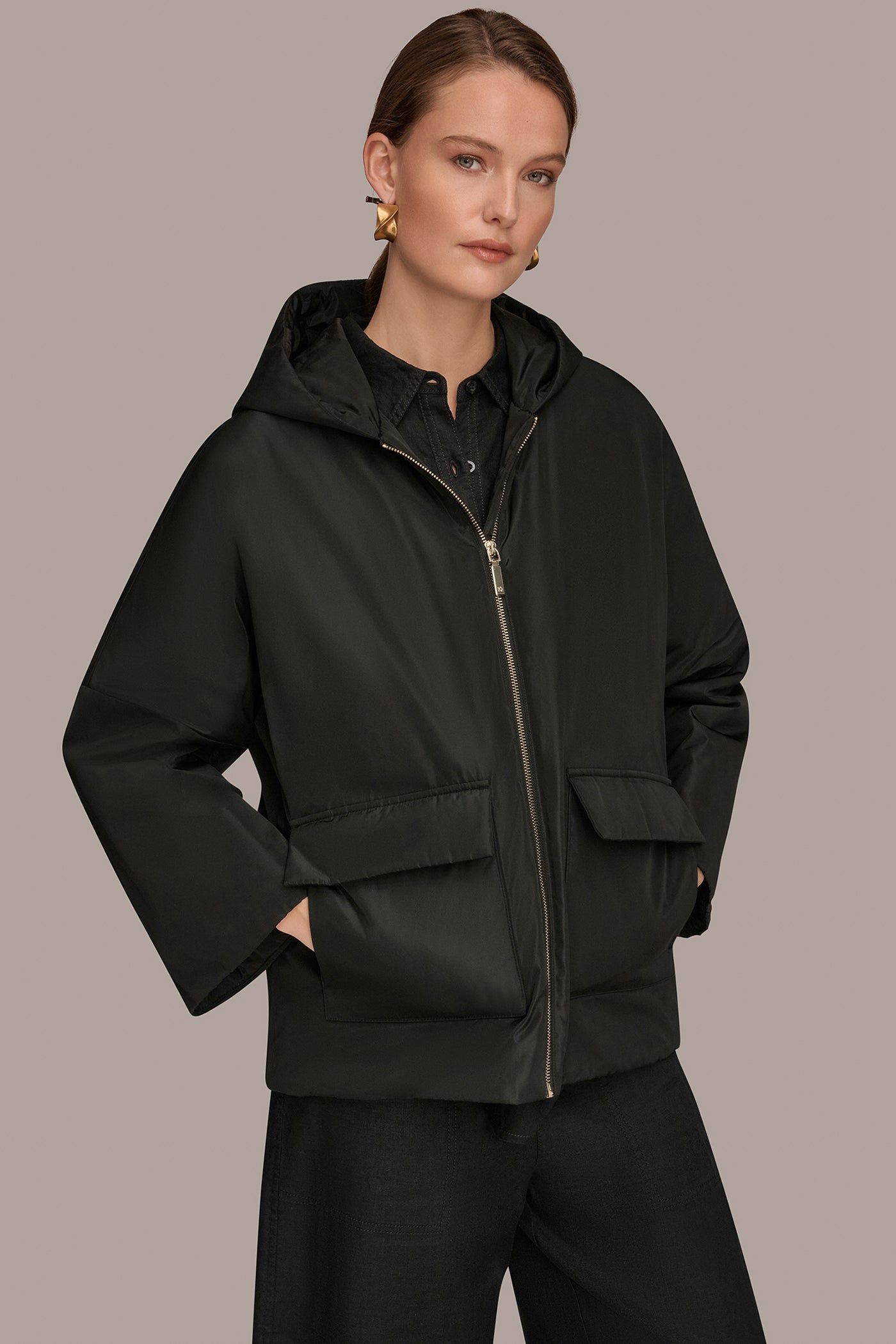 HOODED LIGHT QUILT JACKET | View 1 | Donna Karan Weekend