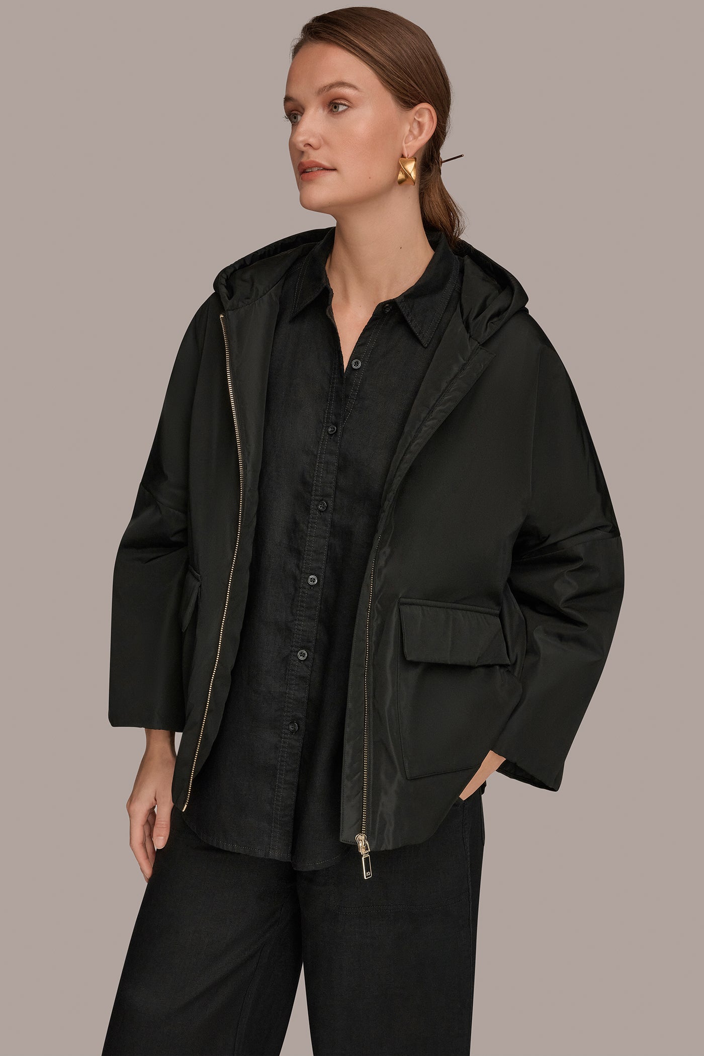 HOODED LIGHT QUILT JACKET VIEW 3 | Donna Karan Weekend