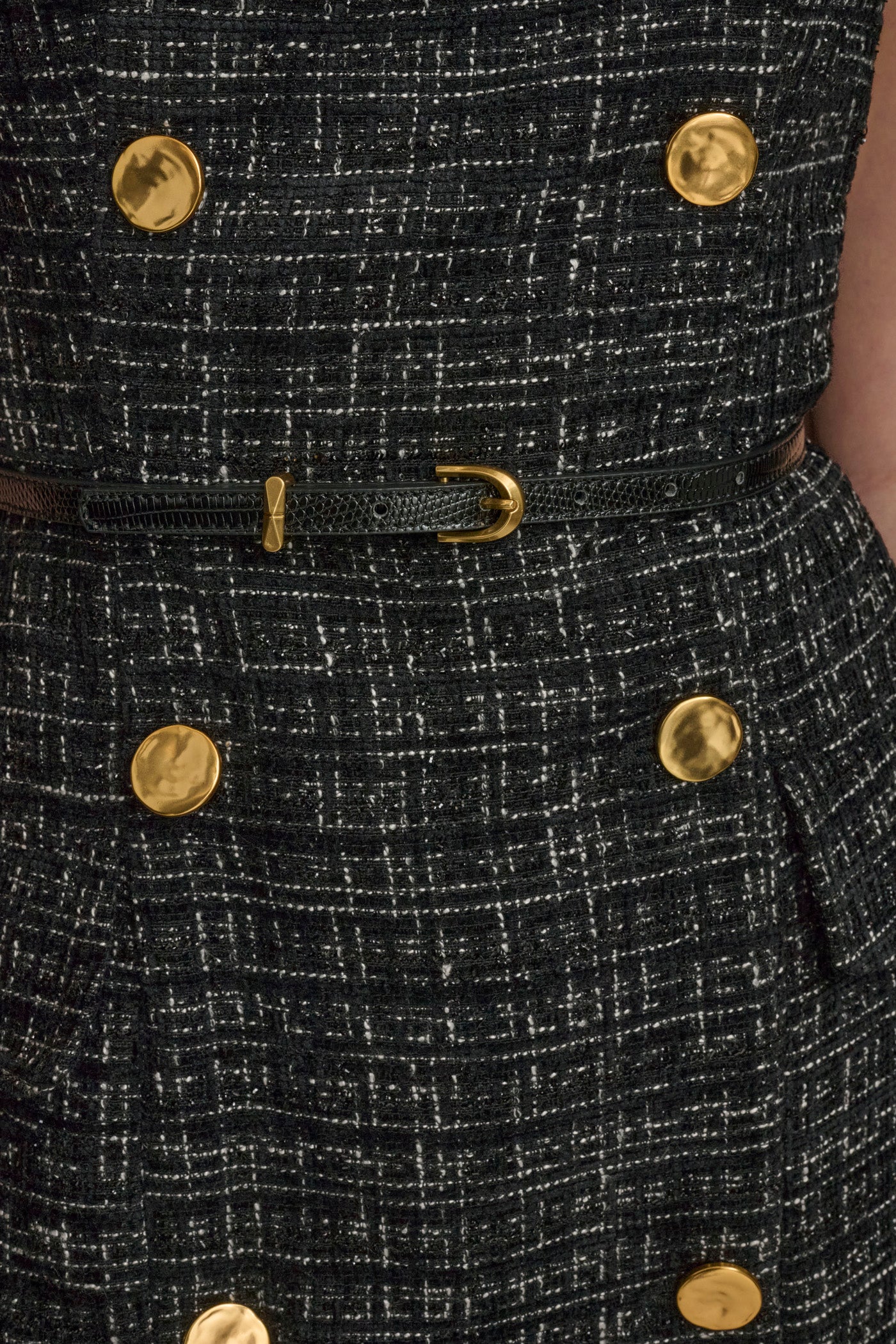 TWEED SHEATH DRESS WITH BUTTONS VIEW 6 | Black Dresses