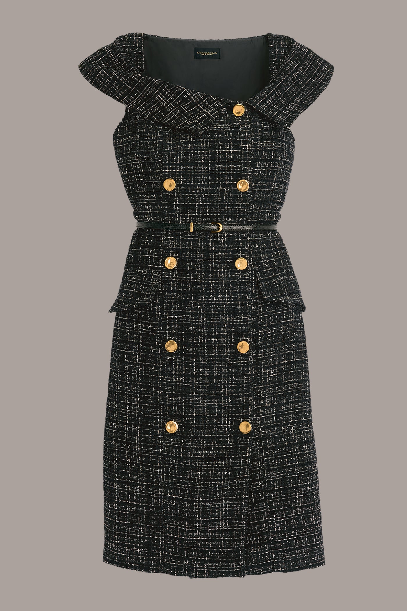 TWEED SHEATH DRESS WITH BUTTONS VIEW 7 | Black Dresses