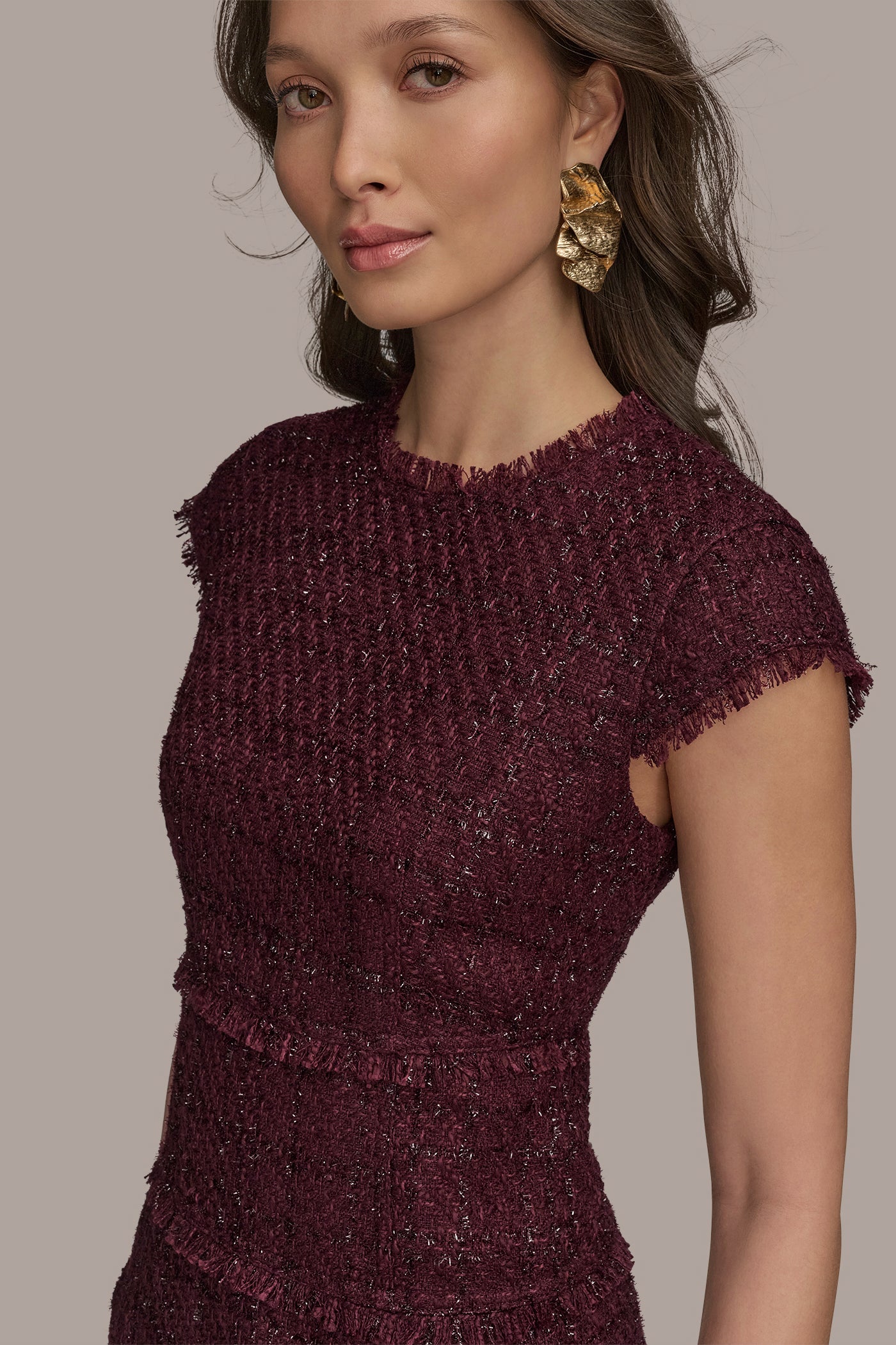 FRAYED TWEED MIDI DRESS VIEW 8 | Essential Dresses
