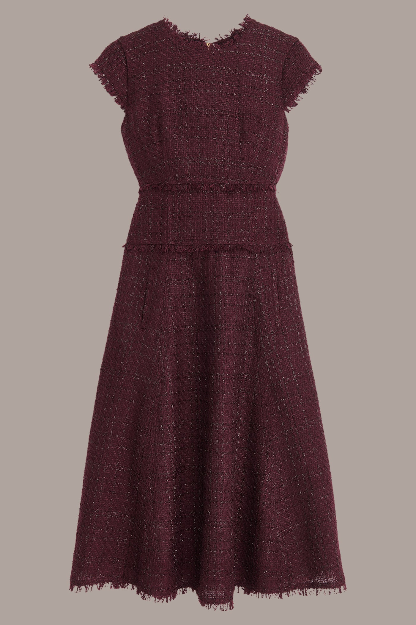 FRAYED TWEED MIDI DRESS VIEW 10 | Essential Dresses