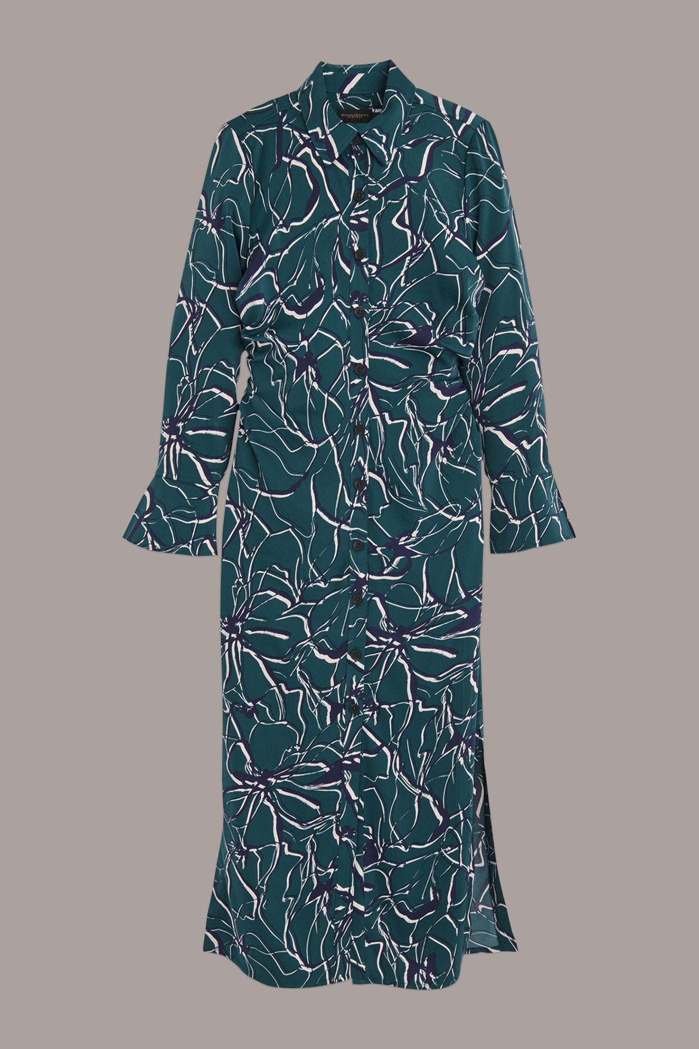 RUCHED SATIN MIDI SHIRT DRESS VIEW 8 | New Arrivals