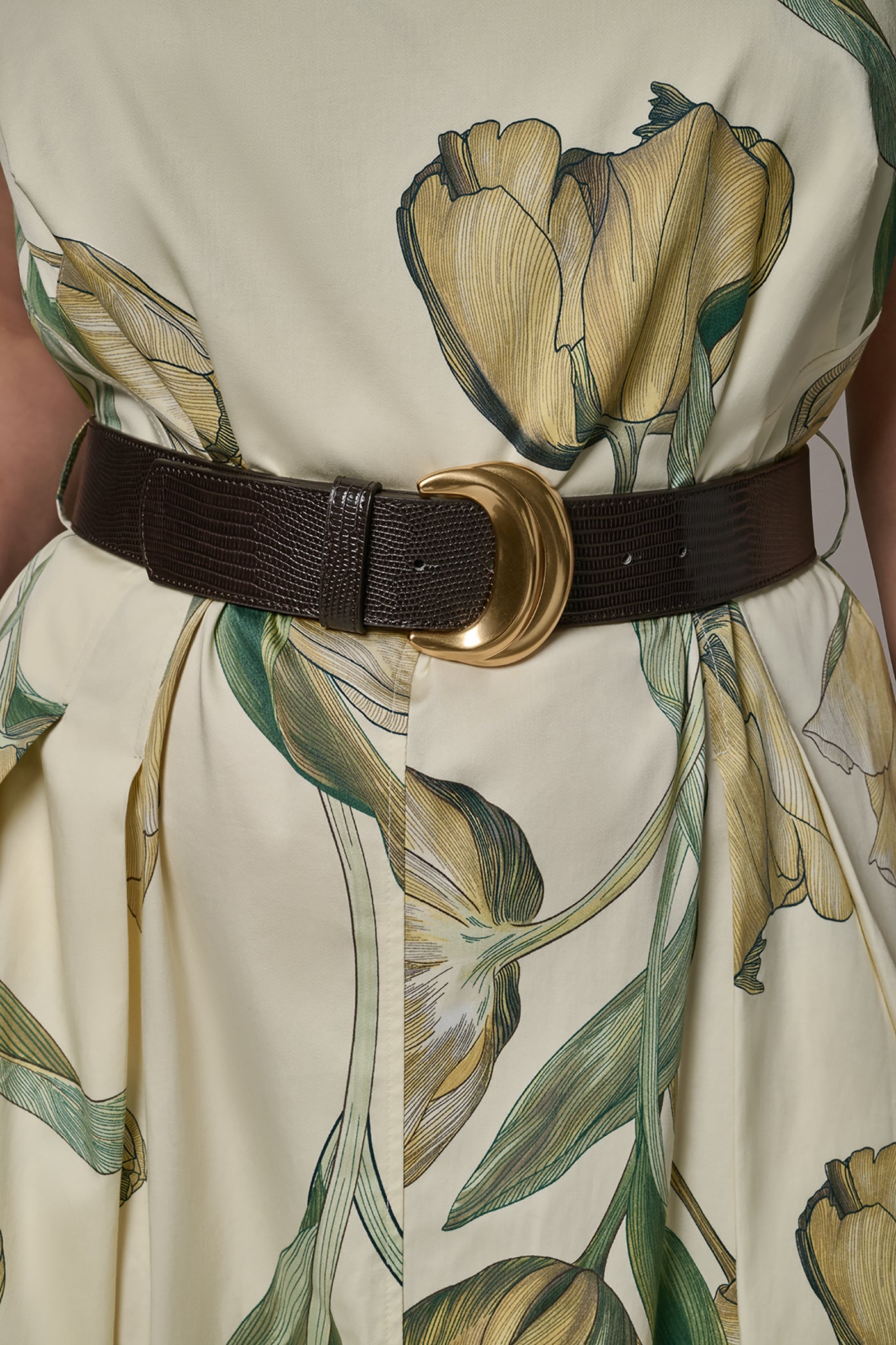 COTTON-SATEEN PRINTED MIDI A-LINE DRESS VIEW 13 | Essential Dresses