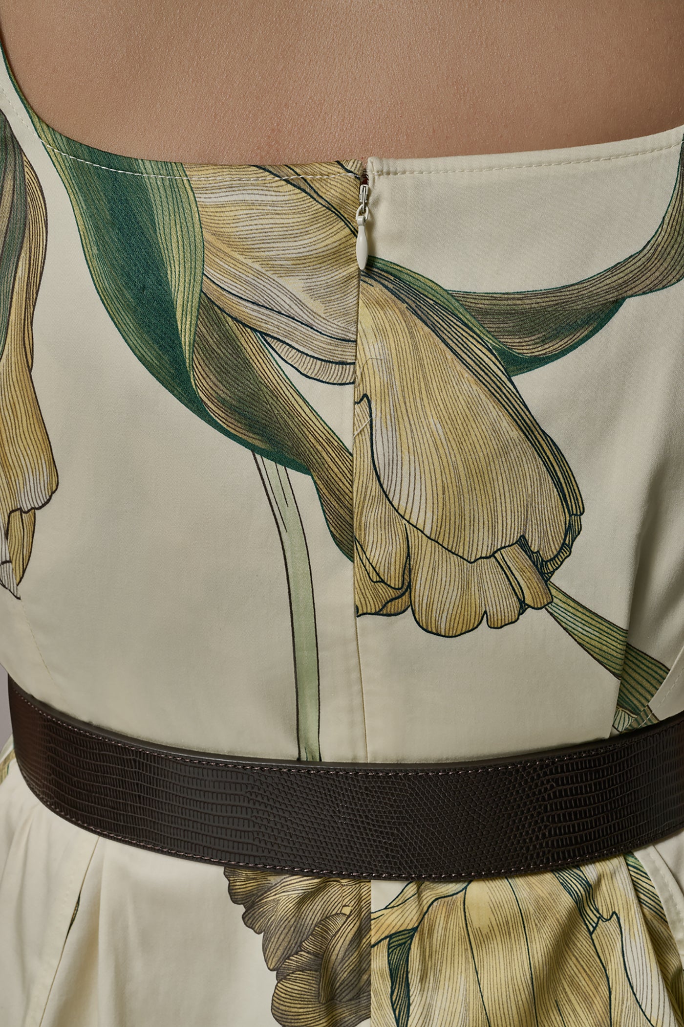 COTTON-SATEEN PRINTED MIDI A-LINE DRESS VIEW 14 | Essential Dresses